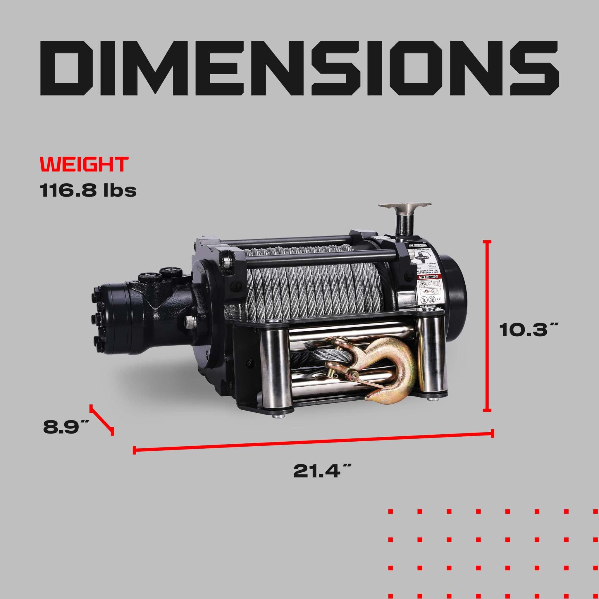 NH 15,000 LB Industrial Hydraulic Winch - Steel Rope | Powerful
