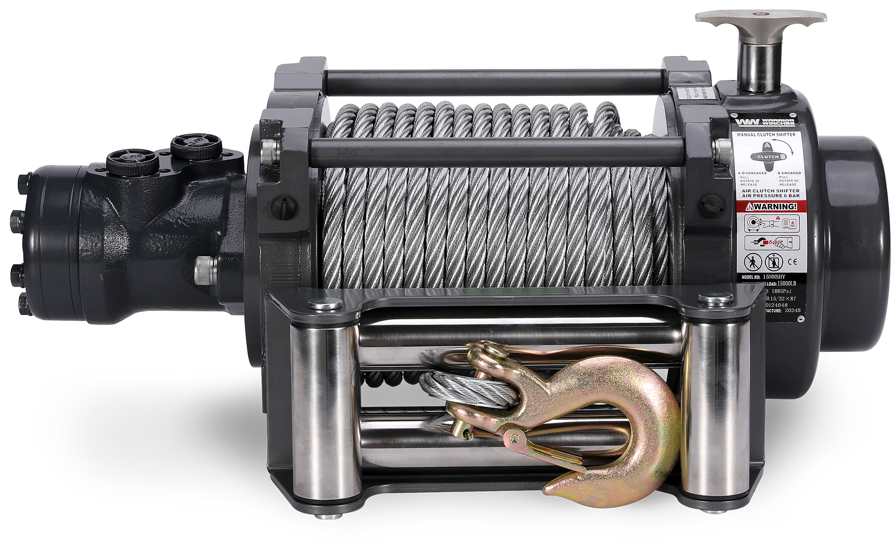 NH 15,000 LB Industrial Hydraulic Winch - Steel Rope | Powerful