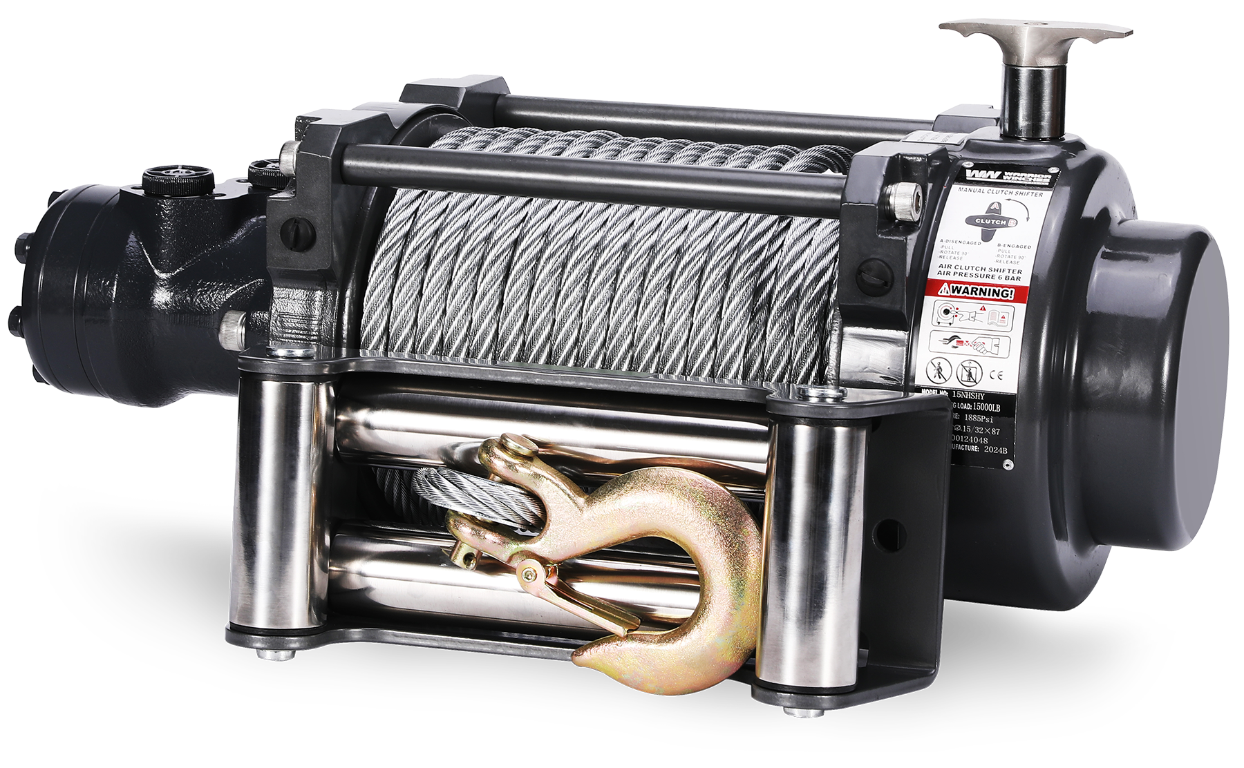 NH 15,000 LB Industrial Hydraulic Winch - Steel Rope | Powerful