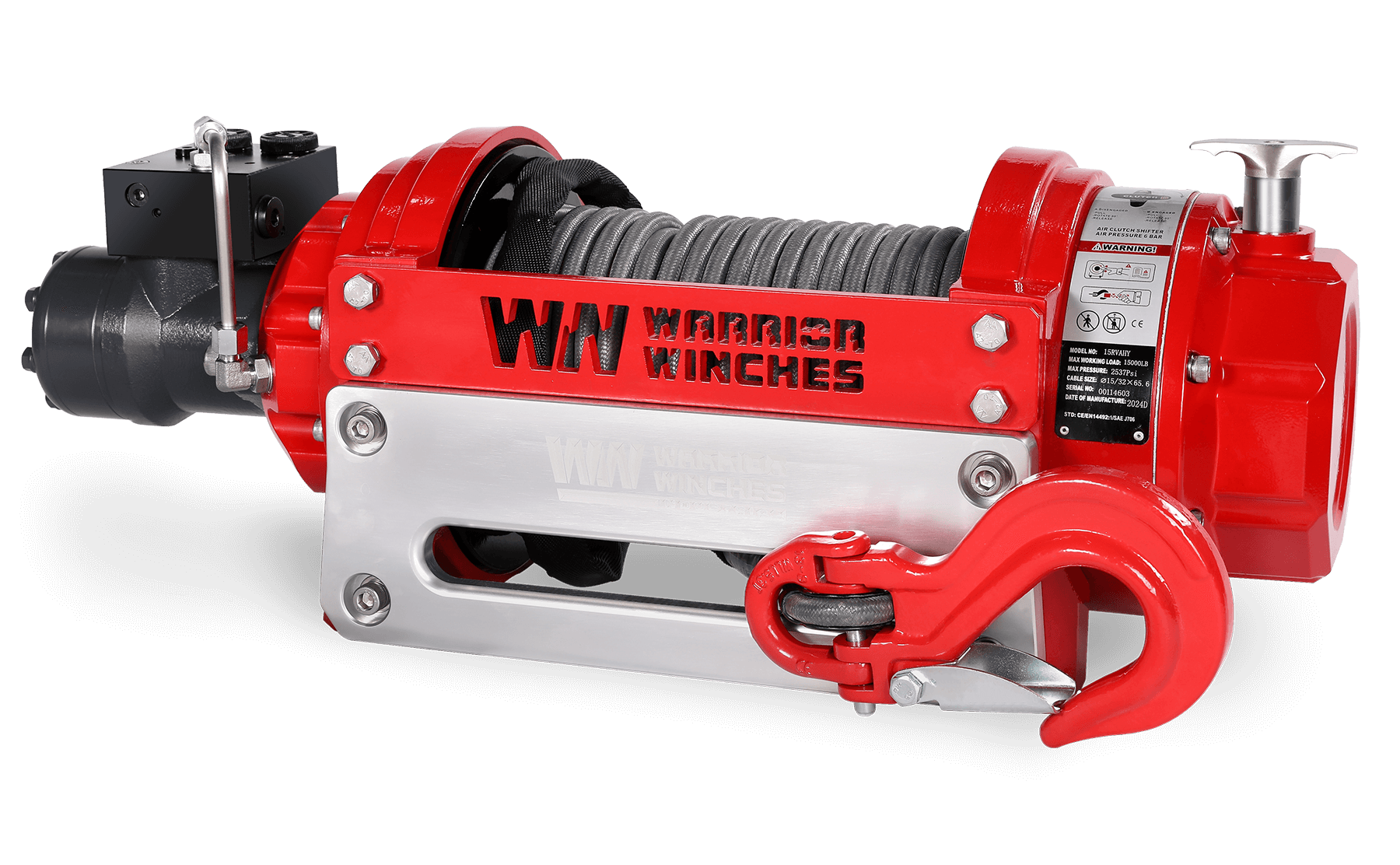 RV15 15,000 LB Industrial Hydraulic Winch - Synthetic Rope | Tough