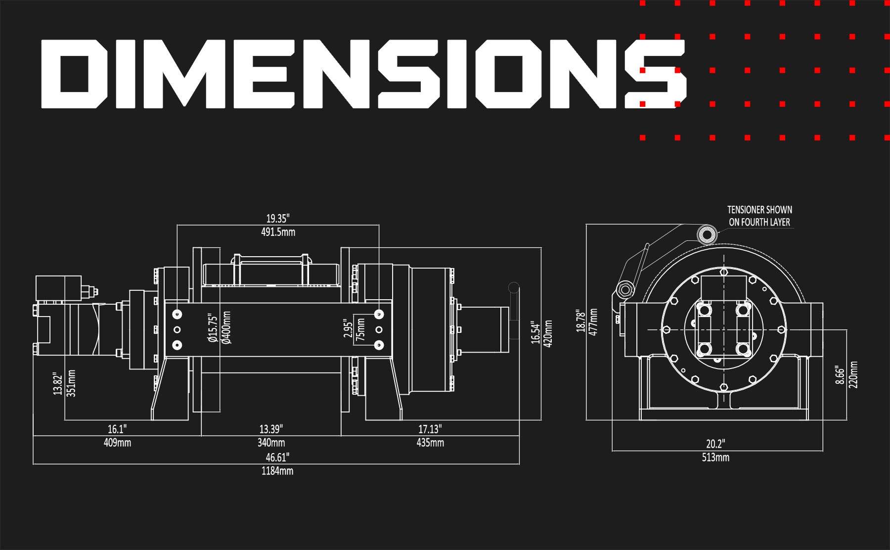 JR20 44,000 LB Hydraulic Winch - Heavy Duty Industrial Winch