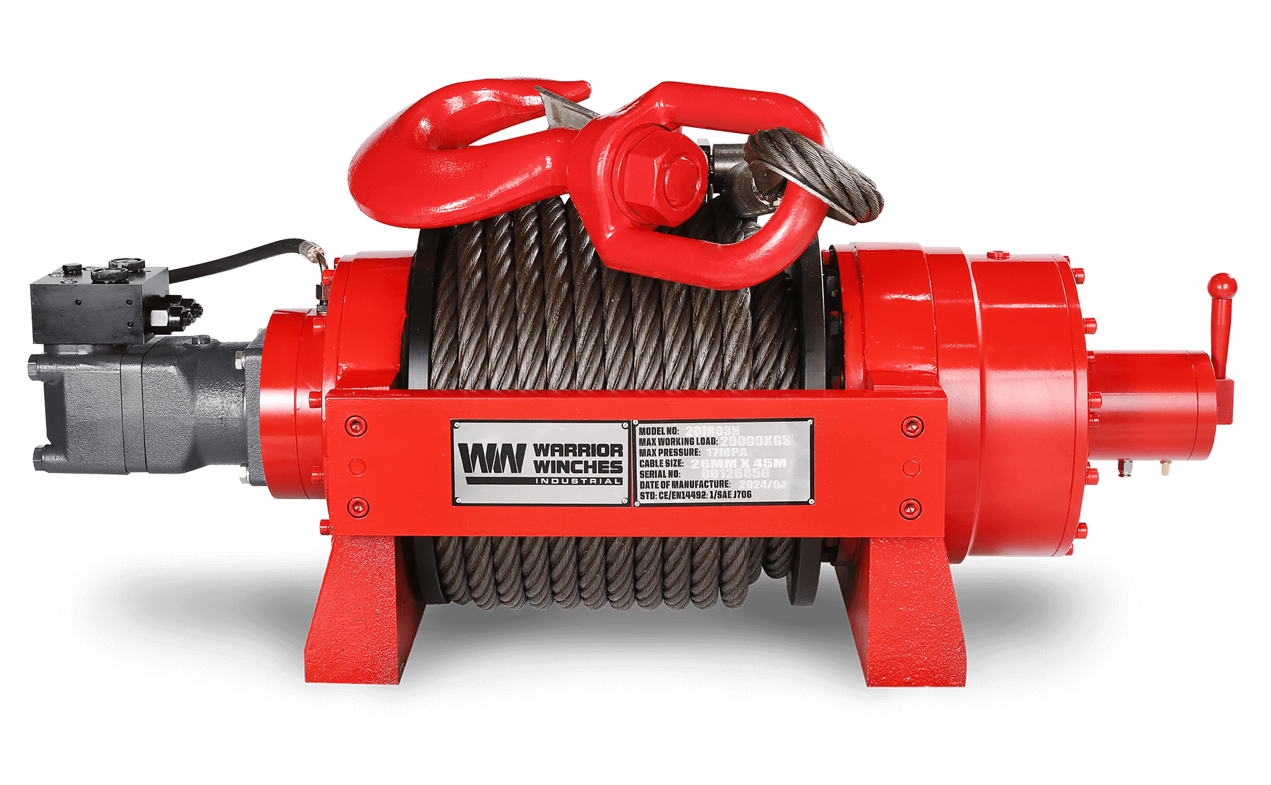 JR20 44,000lb hydraulic winch - Compact Industrial Hydraulic Winch