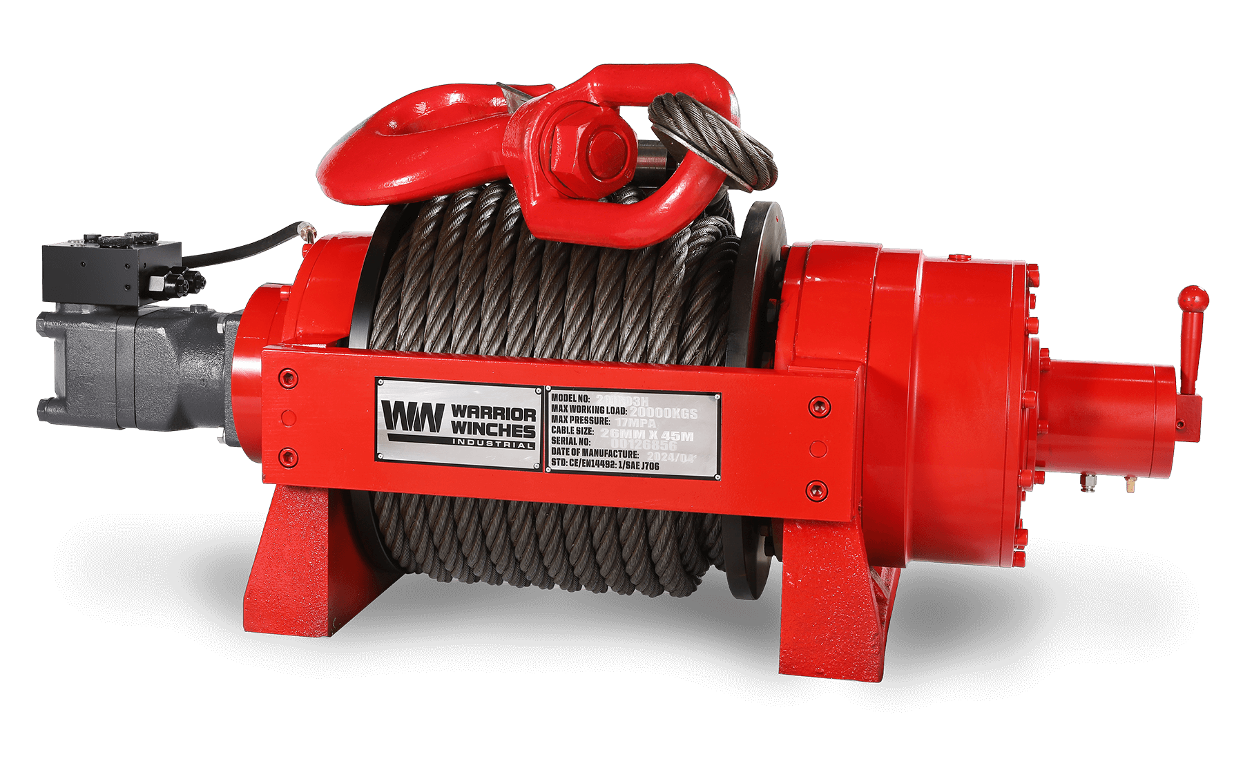 JR20 44,000lb hydraulic winch - Compact Industrial Hydraulic Winch