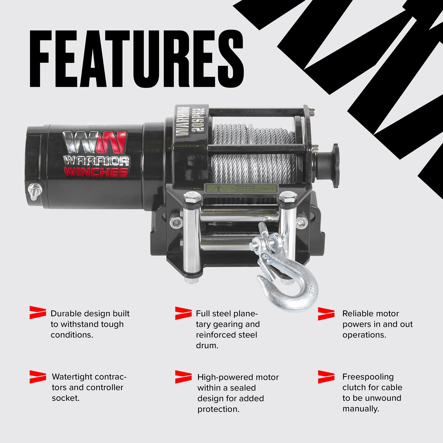 Ninja 2,000lb 12v Electric Winch - Steel Rope