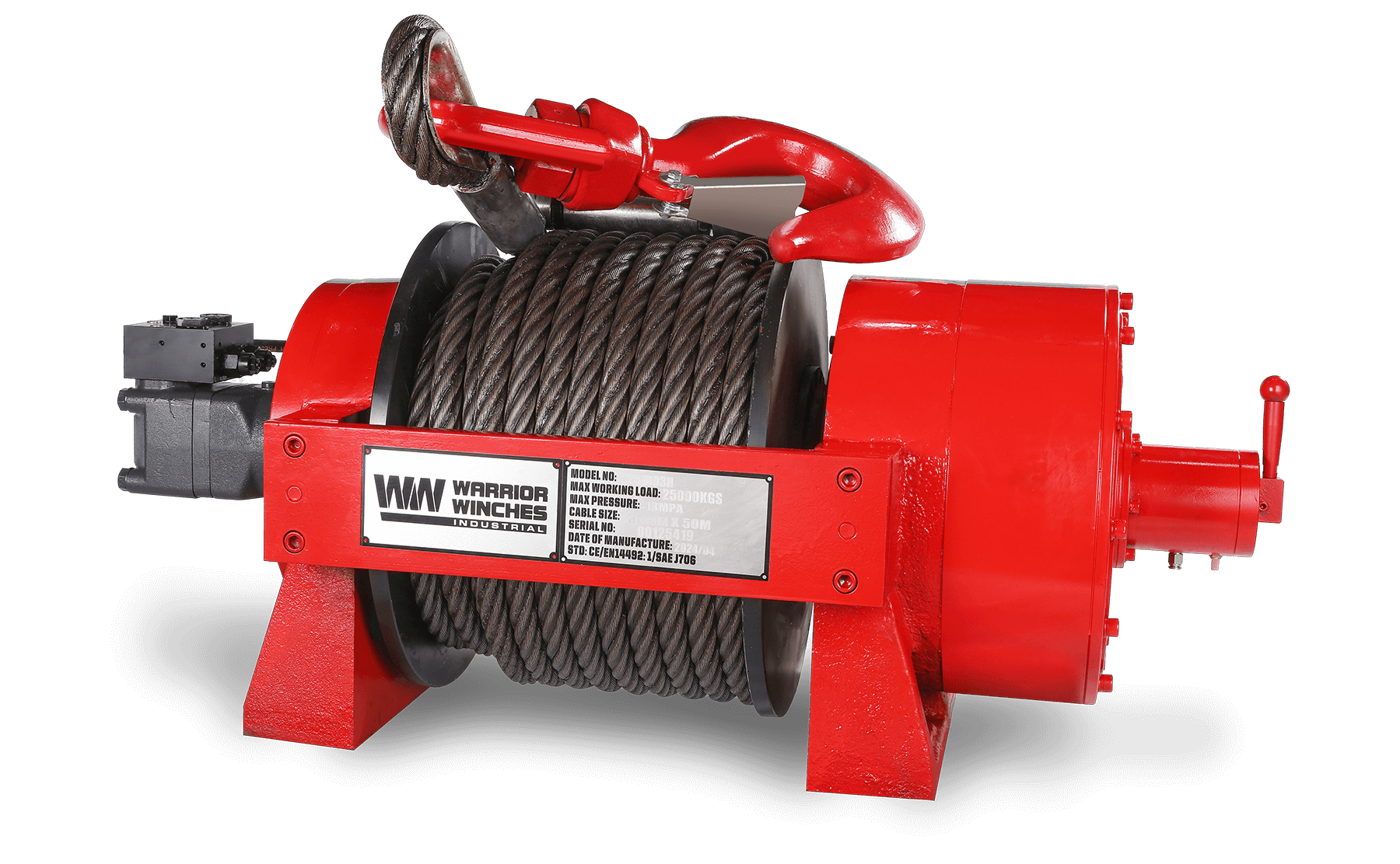 JR25 55,000 LB Hydraulic Winch - Heavy Duty Industrial Steel Rope