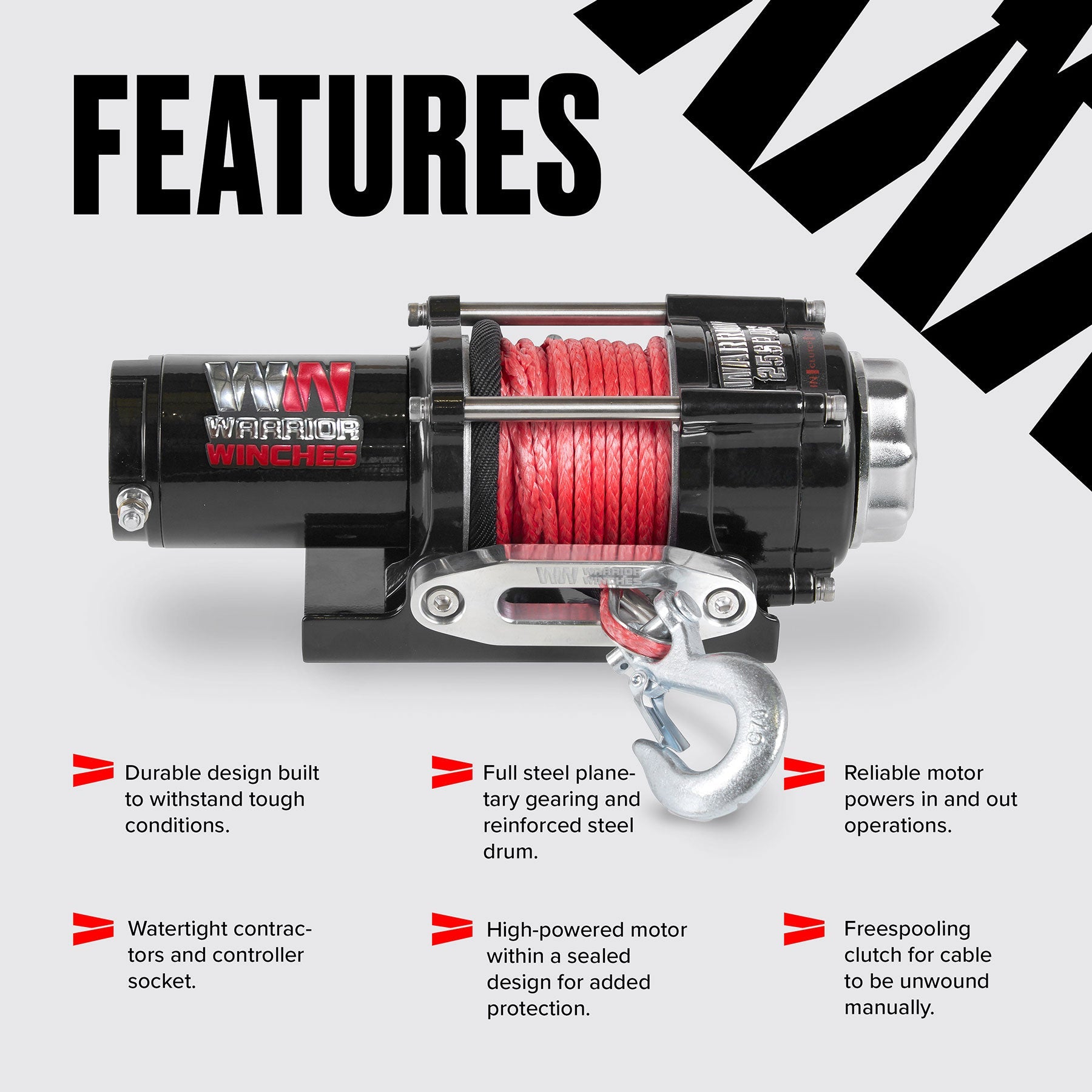 Ninja 2,500lb 12v Electric Winch - Synthetic Rope