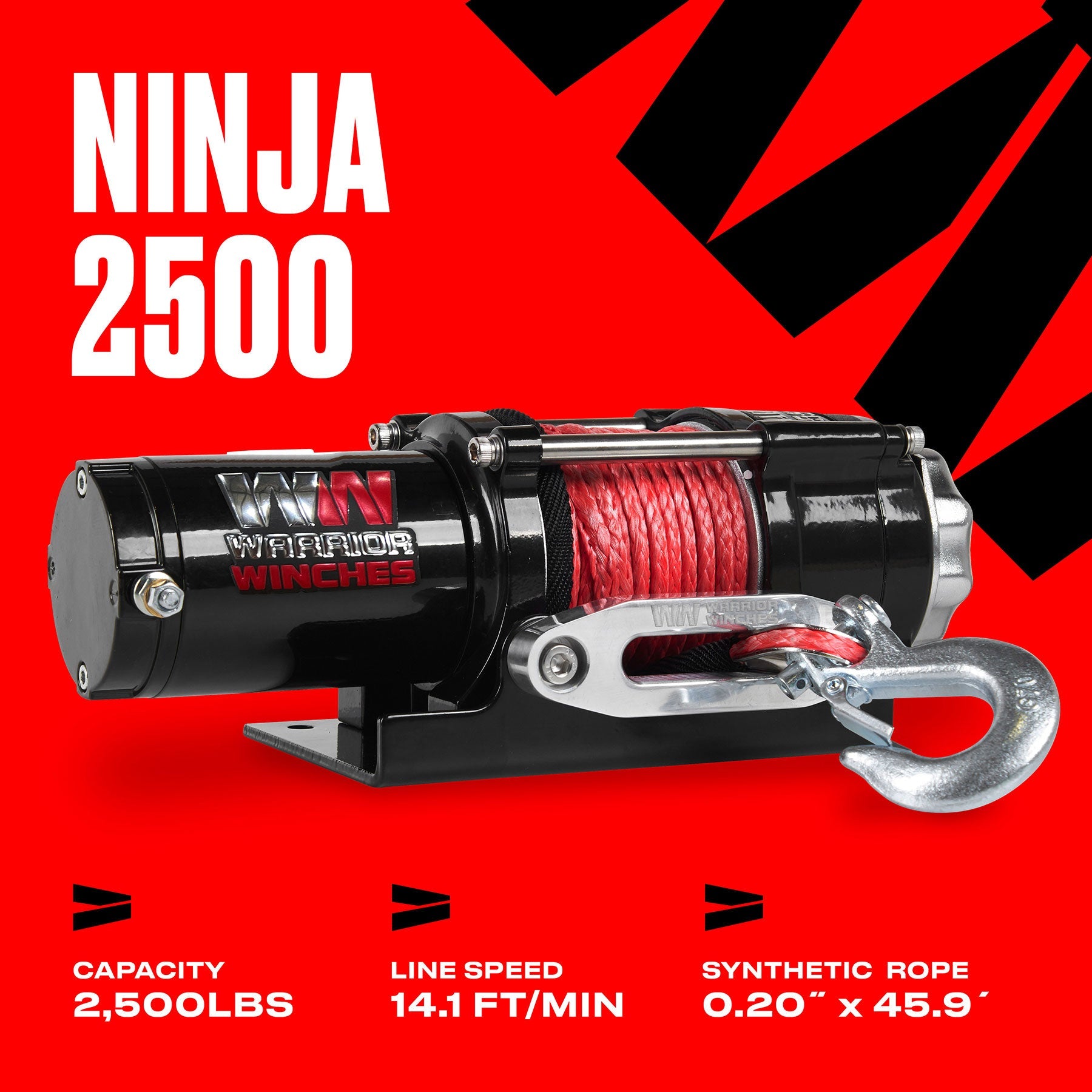 Ninja 2,500lb 12v Electric Winch - Synthetic Rope