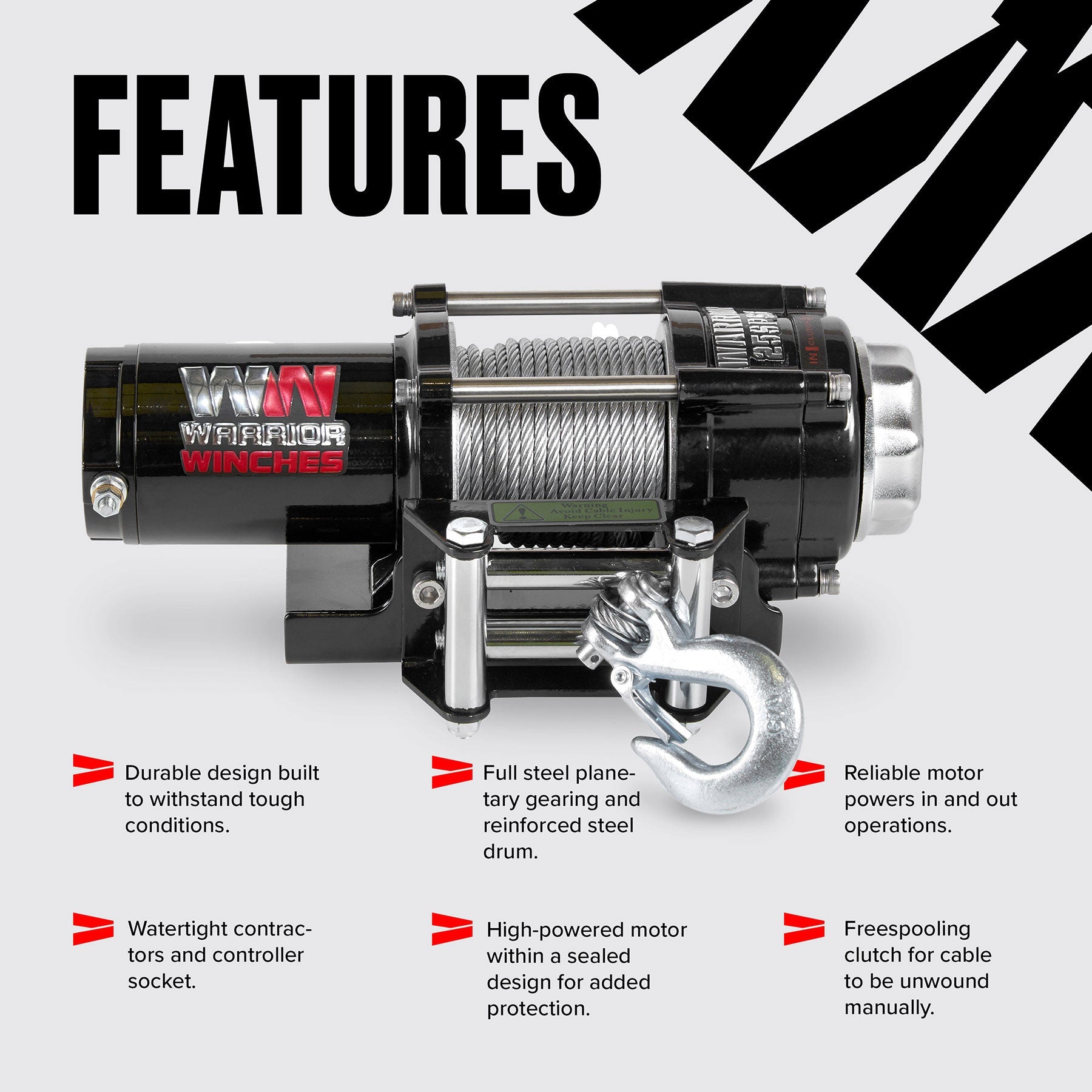 Ninja 2,500lb 12v Electric Winch - Steel Rope