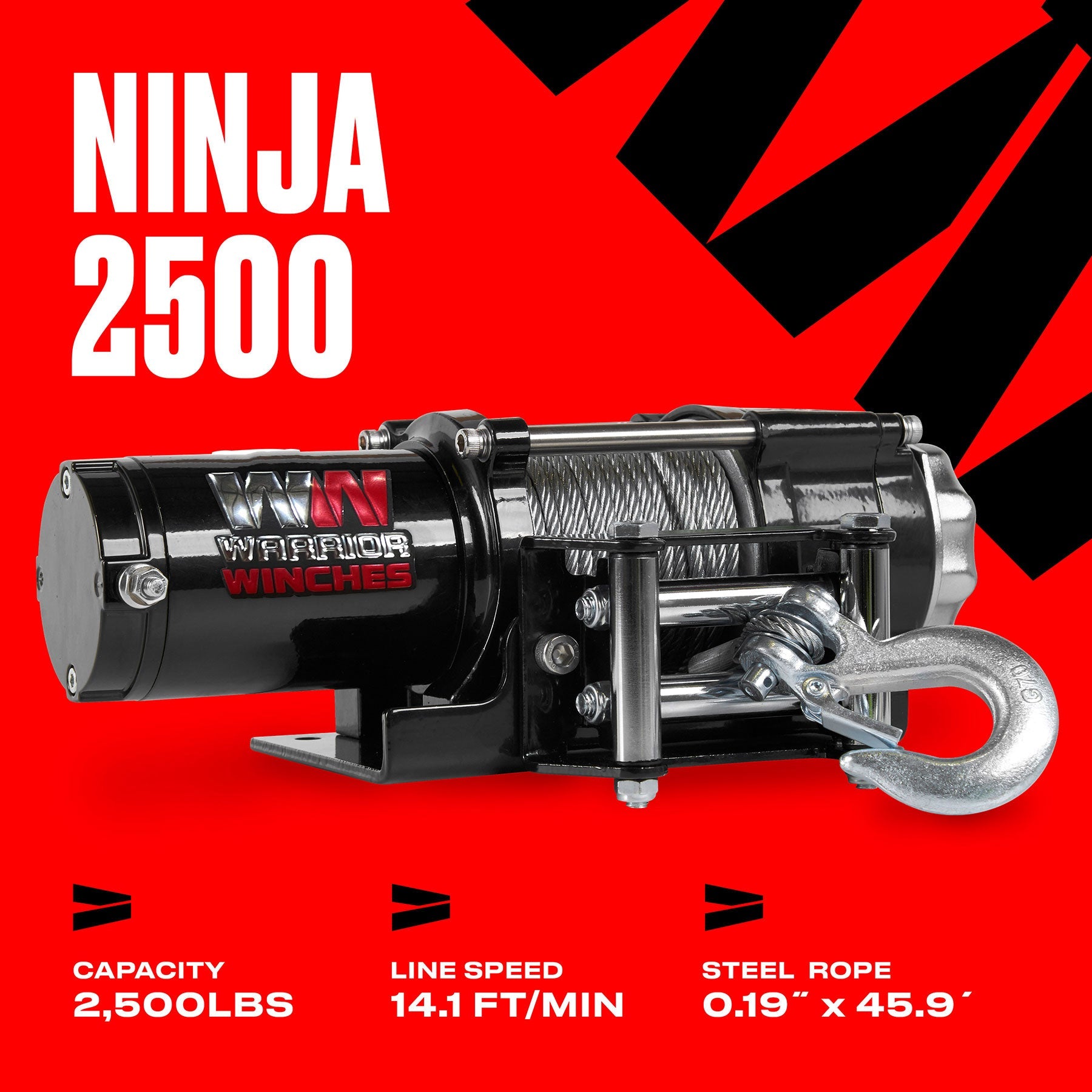 Ninja 2,500lb 12v Electric Winch - Steel Rope