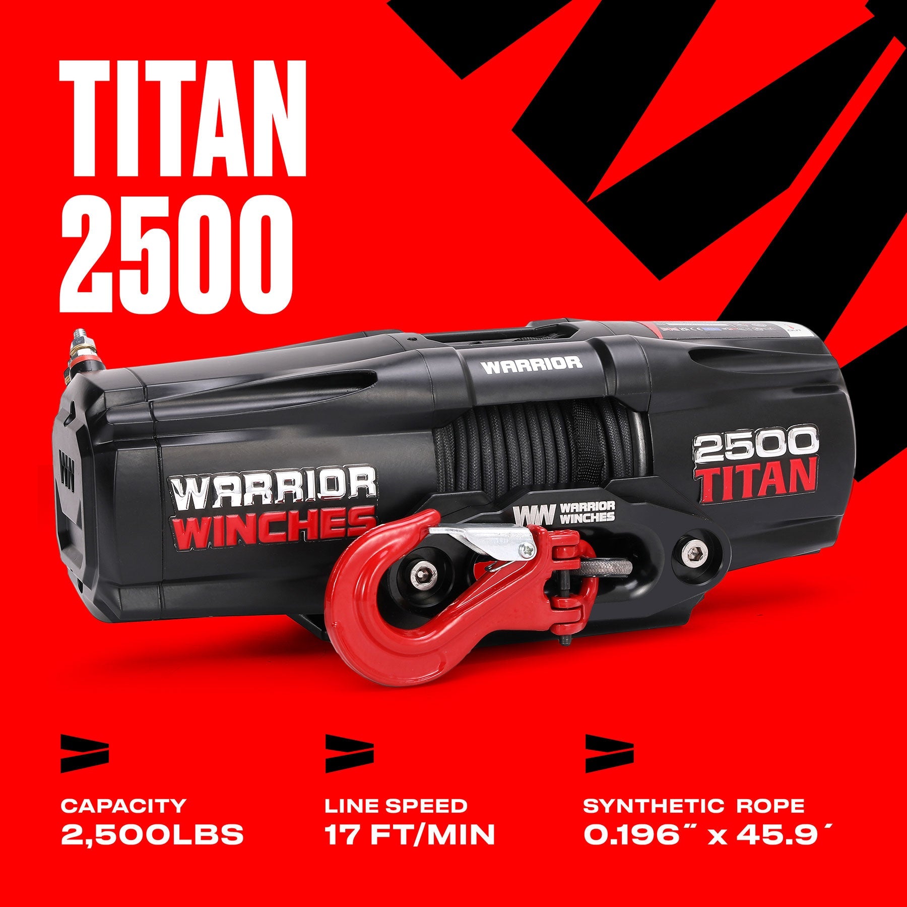 Titan 2,500lb 12v Electric Winch - Synthetic Rope