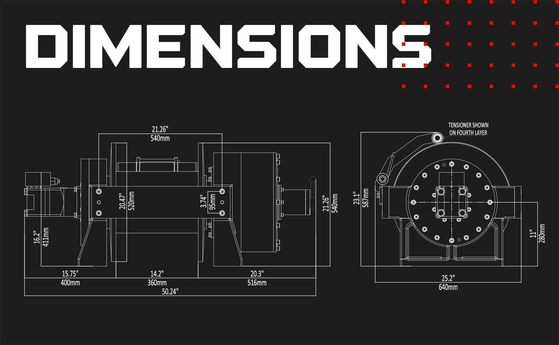 JR30 66,000 LB Industrial Hydraulic Winch - Steel Rope | Heavy-Duty
