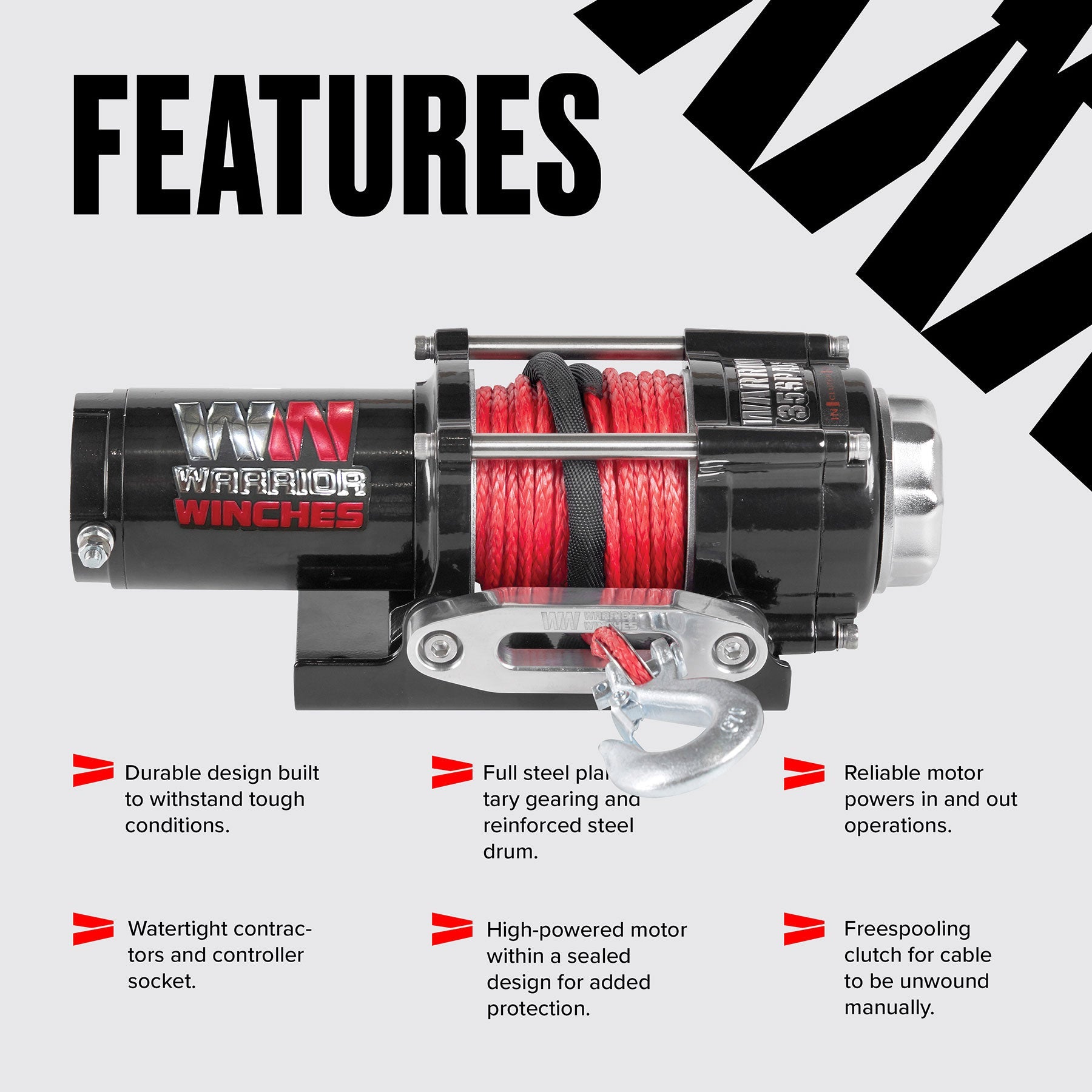 Ninja 3,500lb 12v Electric Winch - Synthetic Rope