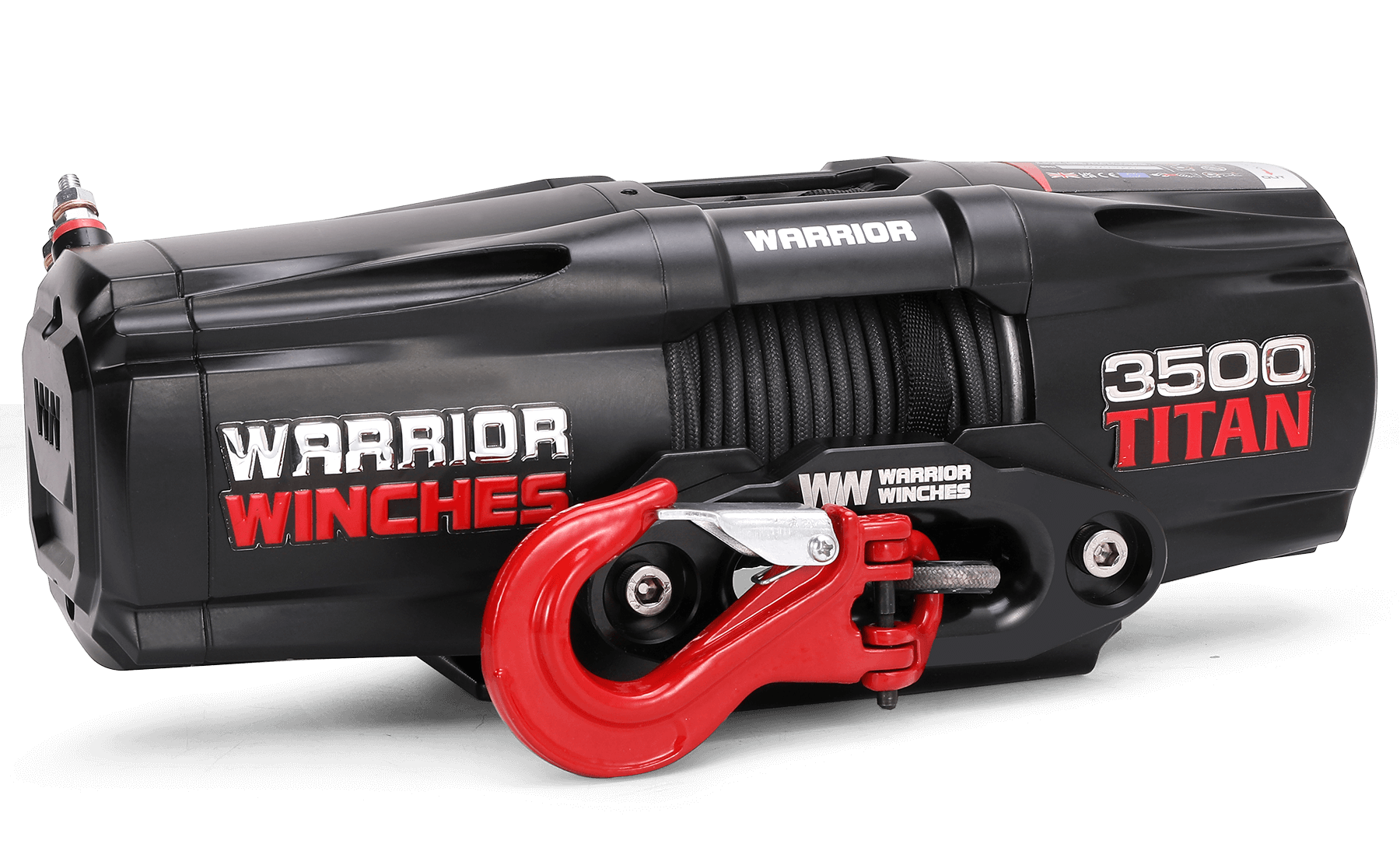 Titan 3,500lb 12v electric winch with synthetic rope and red hook