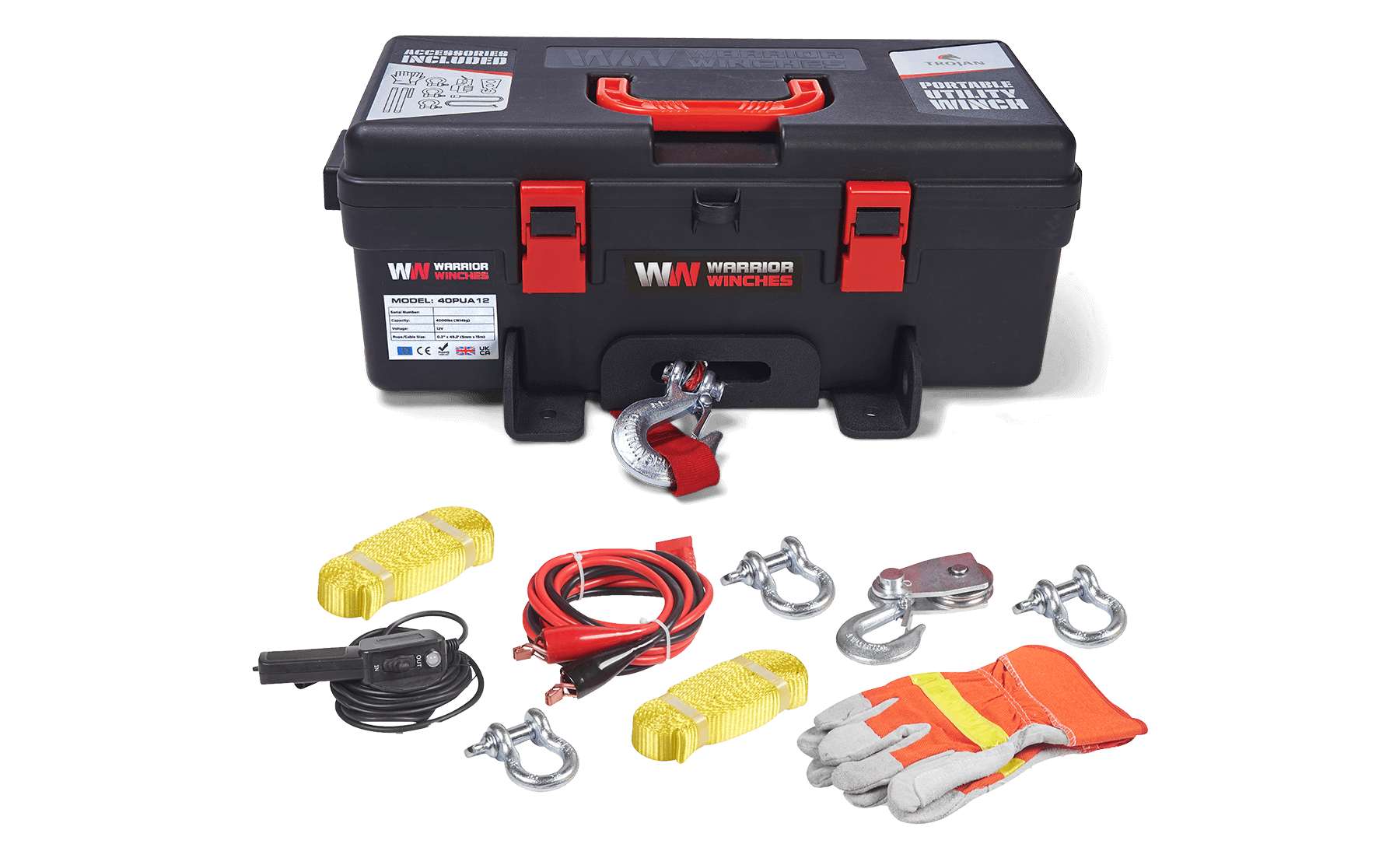 Trojan Portable Utility Winch - Heavy-Duty 4000 LB, 12V Winch