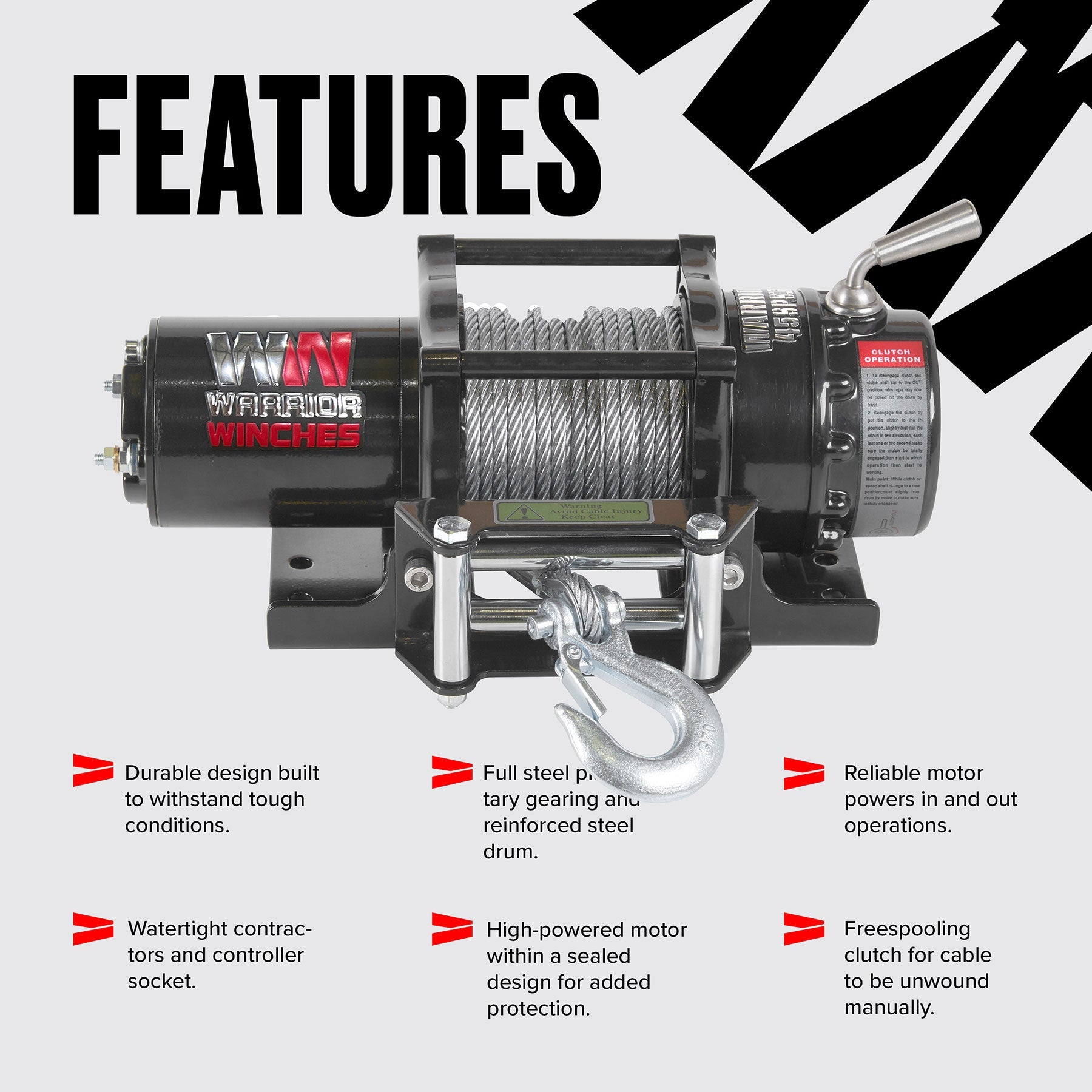 Ninja 4,500lb 12v Electric Winch - Steel Rope