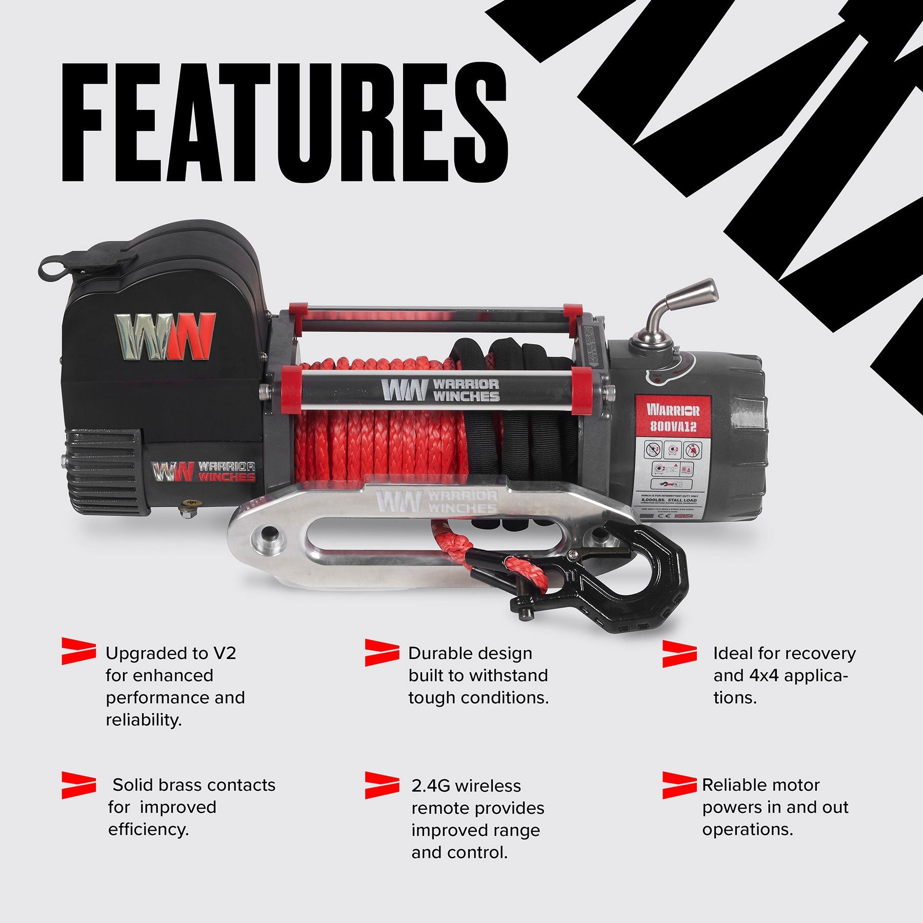 Samurai 8,000lb 12v Electric Winch - Synthetic Rope