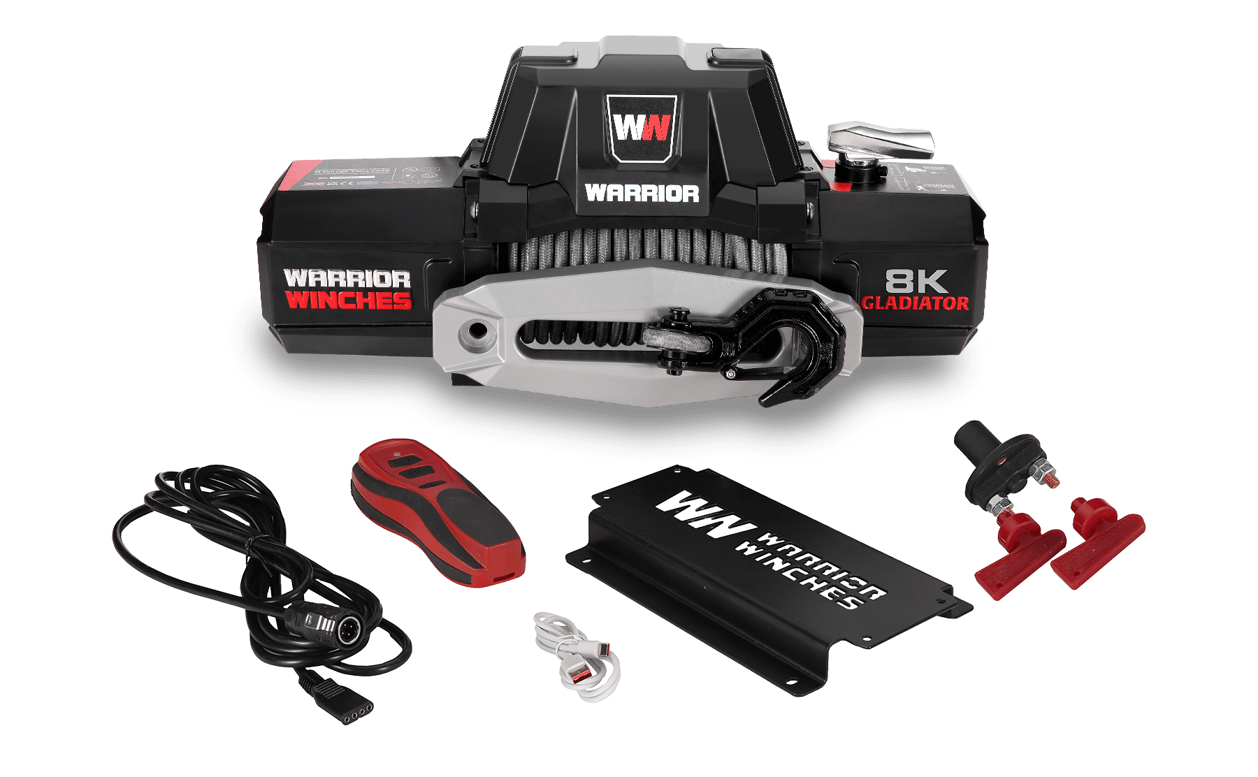 Gladiator F-Type 8,000 LB Electric Winch - Synthetic Rope | Powerful