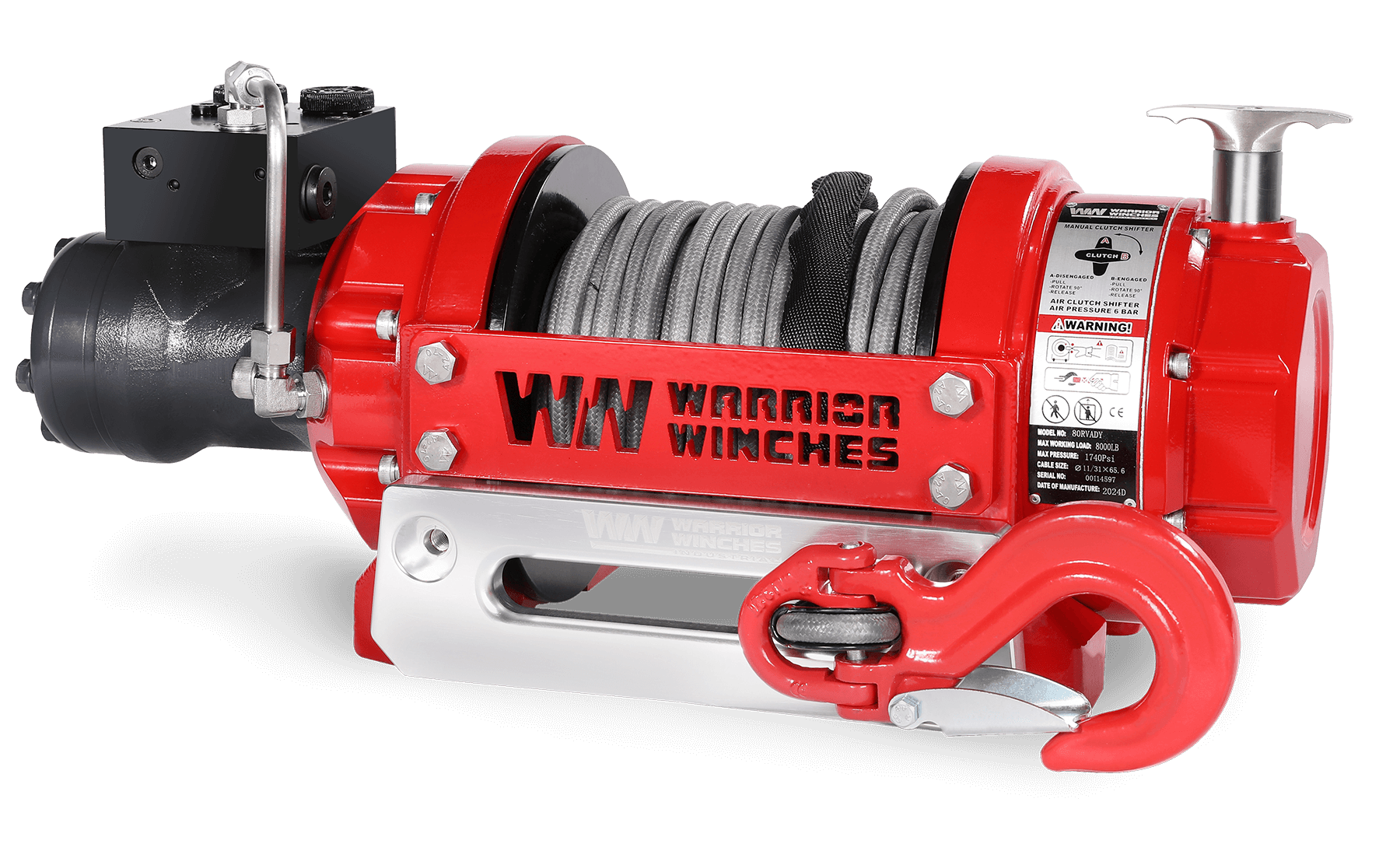 RV8 8,000 LB Hydraulic Winch - Heavy Duty Synthetic Rope Winch