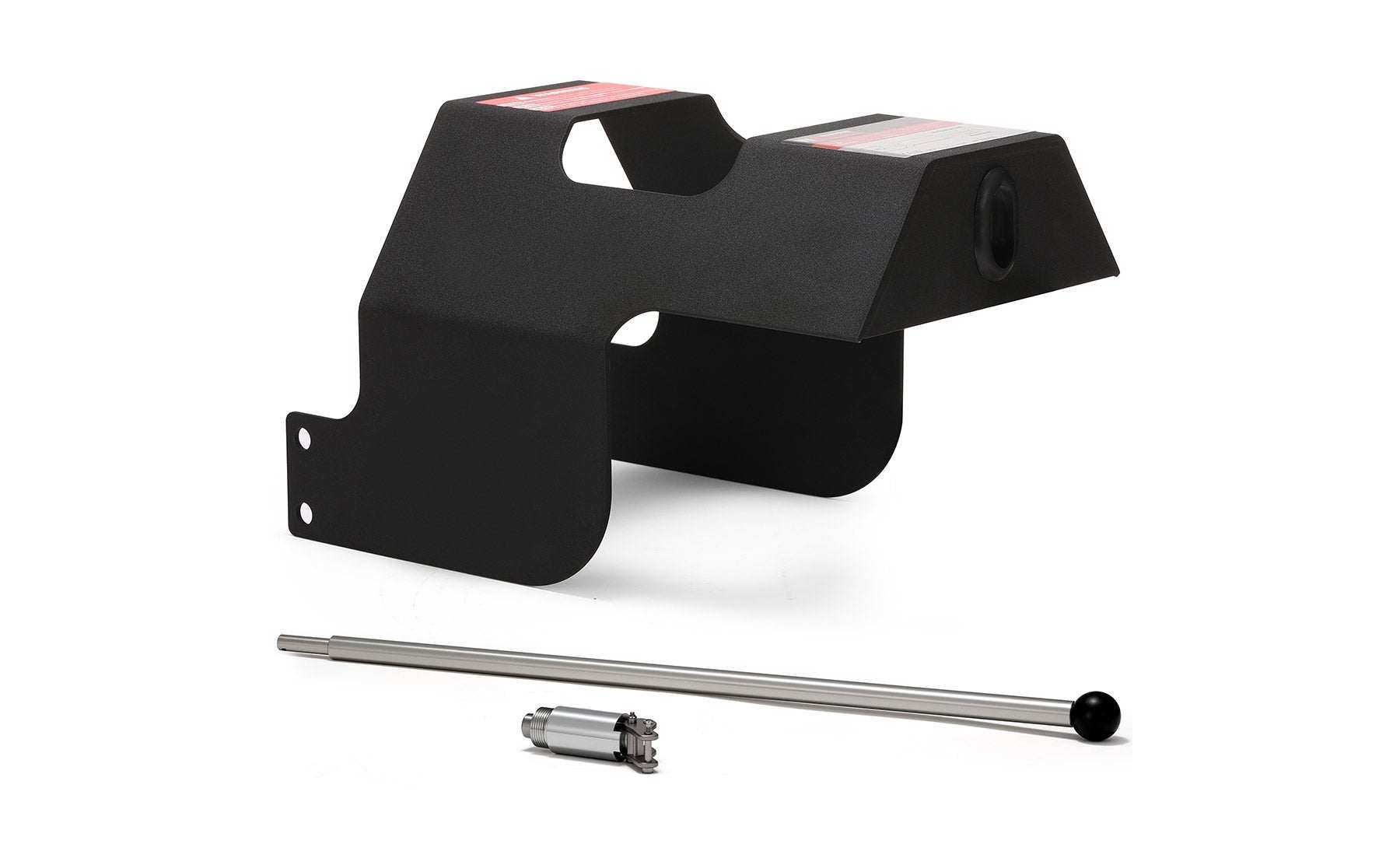 Clutch lever extension for 8000-10000 lb RV winches with black metal guard and stainless steel handle.
