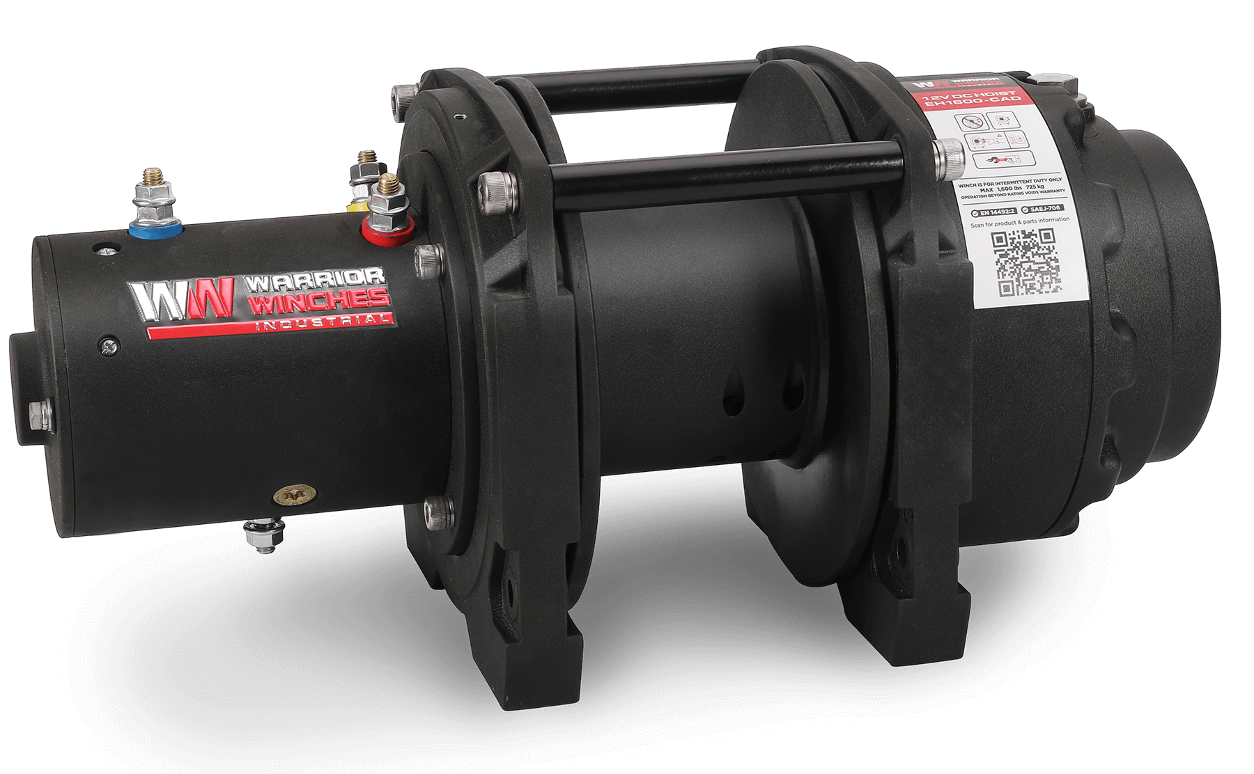 EH1600 12v Industrial Hoist with all metal planetary gear train and rugged DC motor for reliable lifting