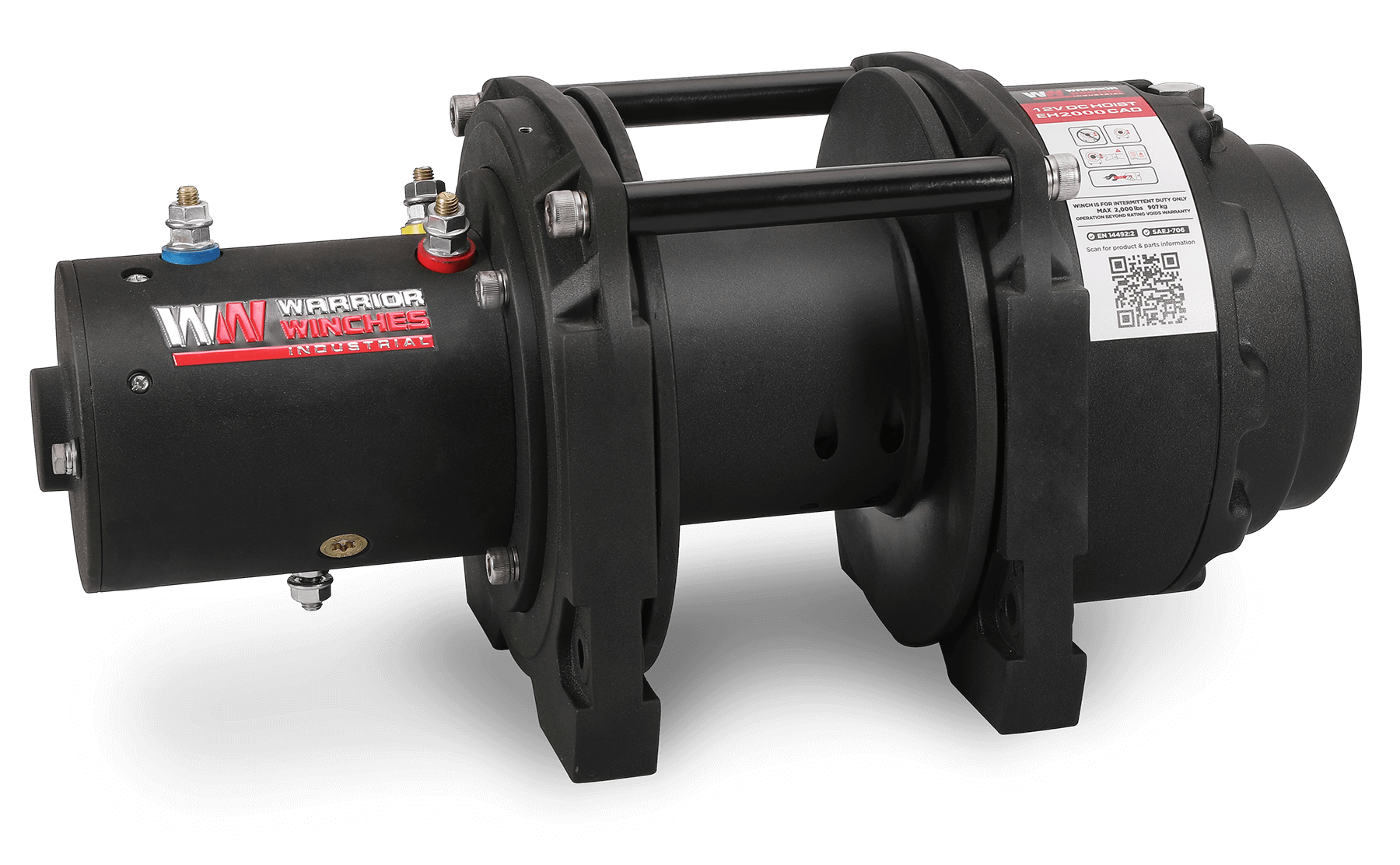 EH2000 12v Industrial Hoist with all metal planetary gear train and rugged DC motor for heavy lifting applications