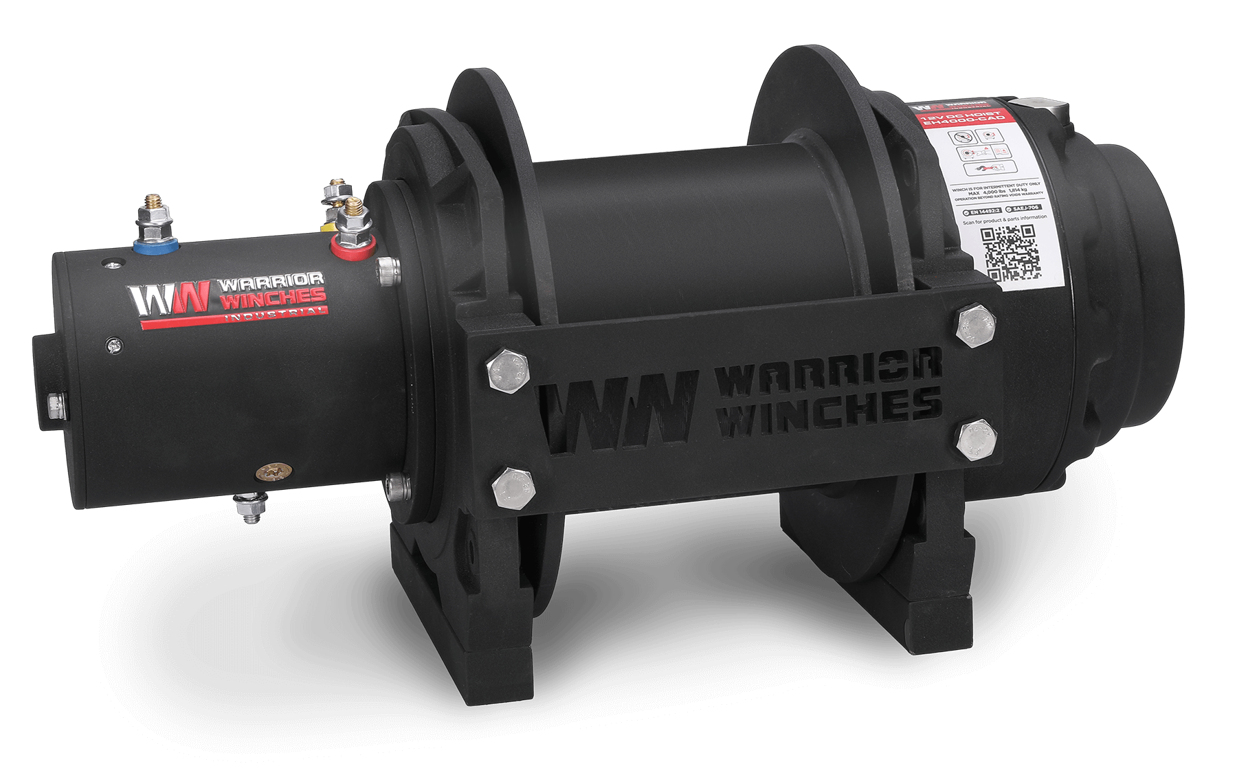 EH4000 12v Industrial Hoist with rugged 12V DC motor and all metal planetary gear train by Warrior Winches