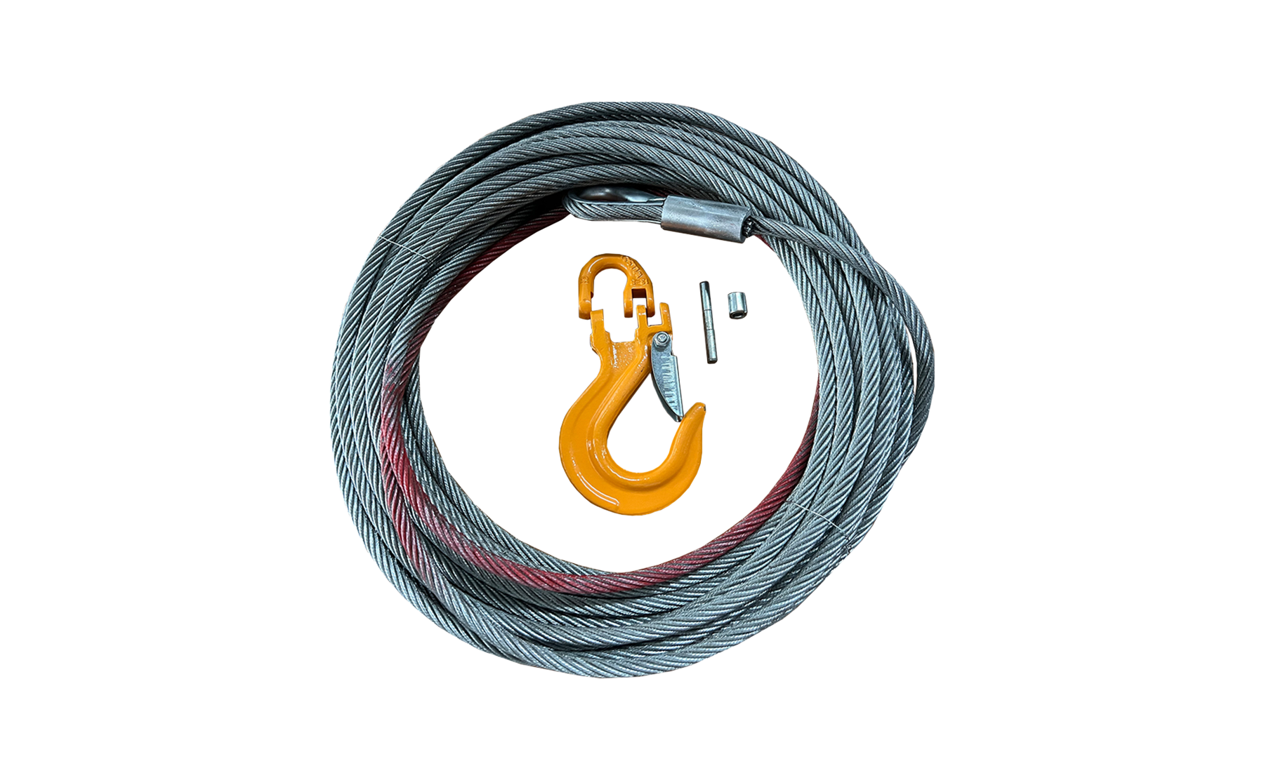 1/5 inch steel cable with hook, 42 feet long