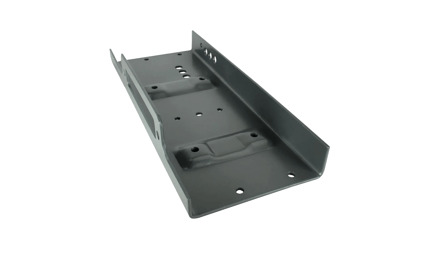 Folded metal winch mounting plate with fairlead and mounting holes for up to 15,000lbs winch, 600mm wide