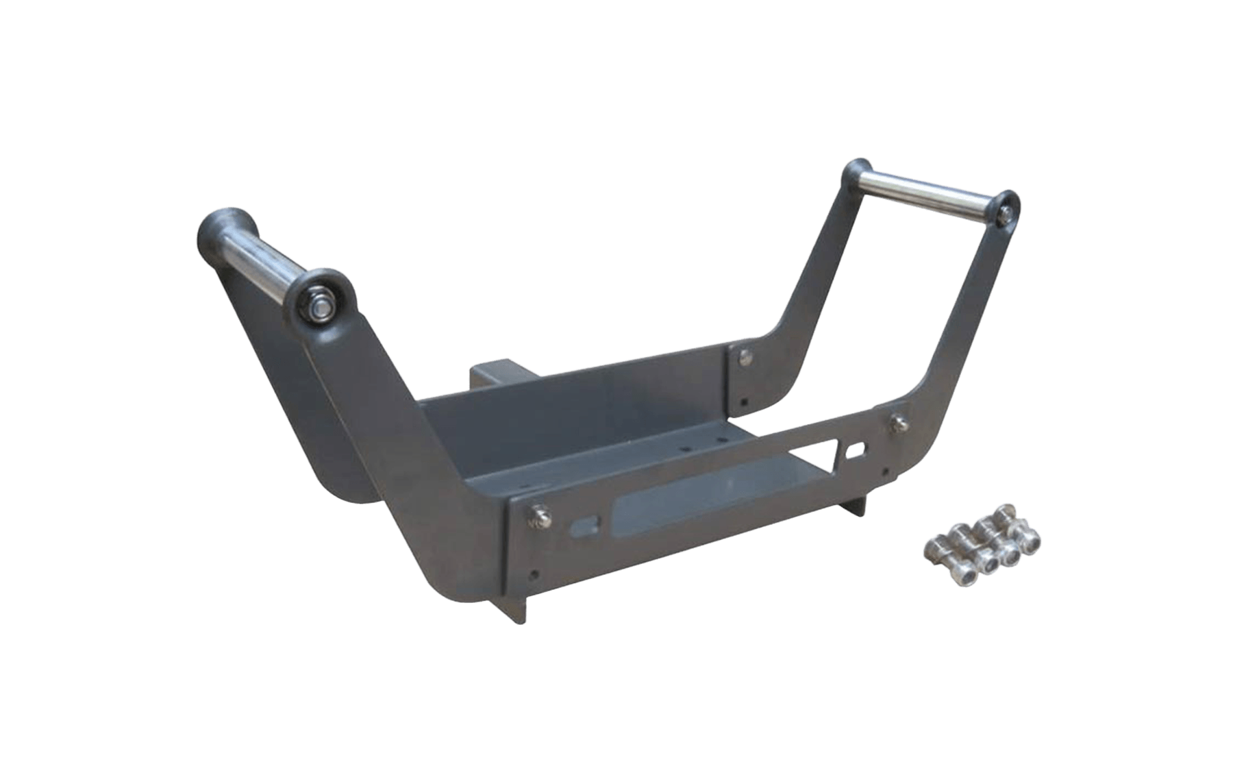 Winch cradle universal mount plate made of 0.24" powder coated steel with 2" receiver for up to 12,000lbs winch