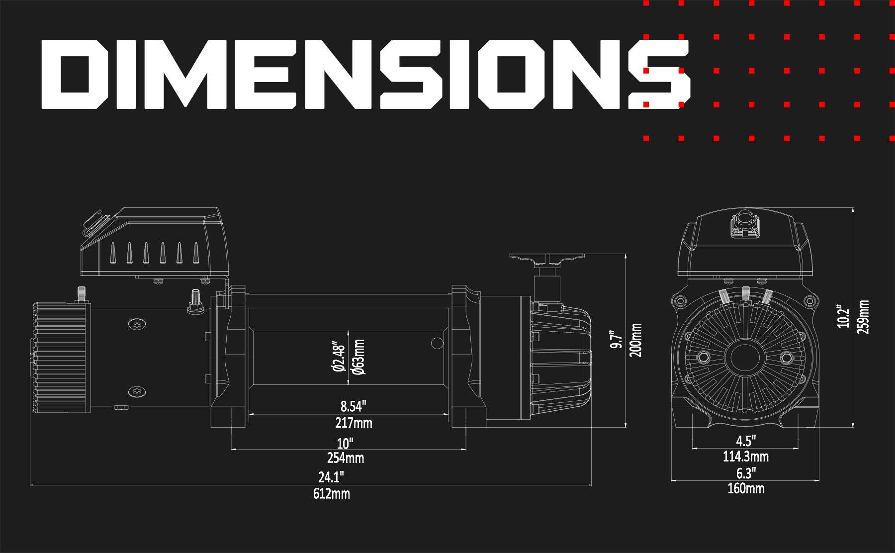 T1000 14,500 LB Severe Duty Winch - Heavy Duty 12V Electric Winch