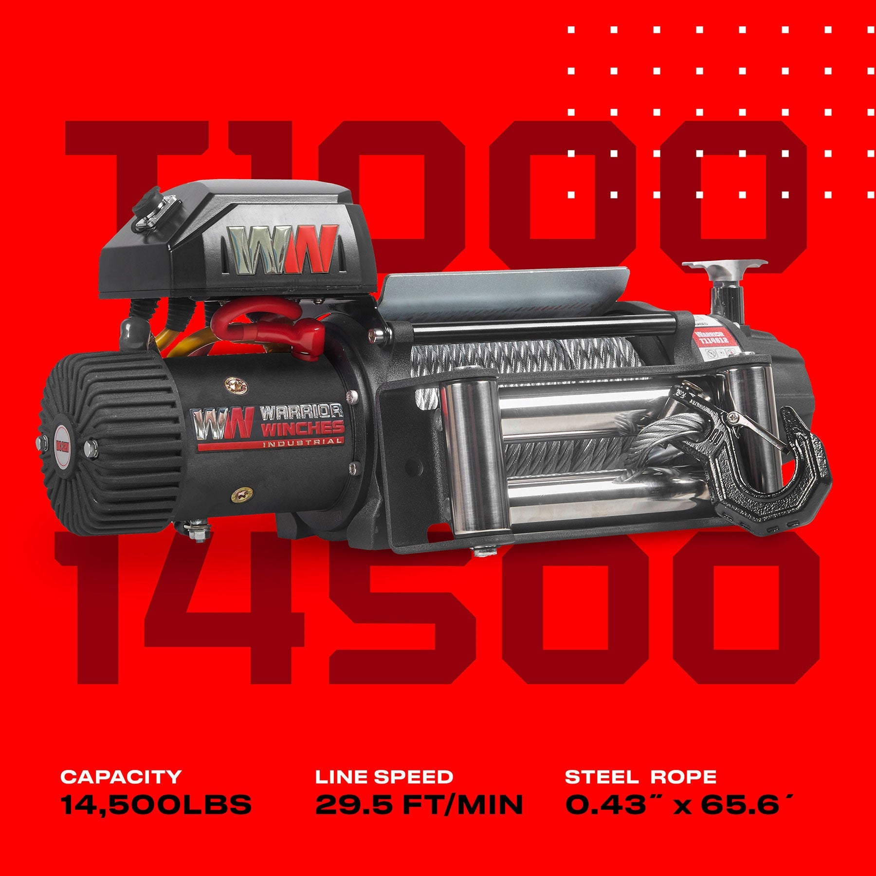 T1000 14500lb Electric Winch - 12v Steel Rope