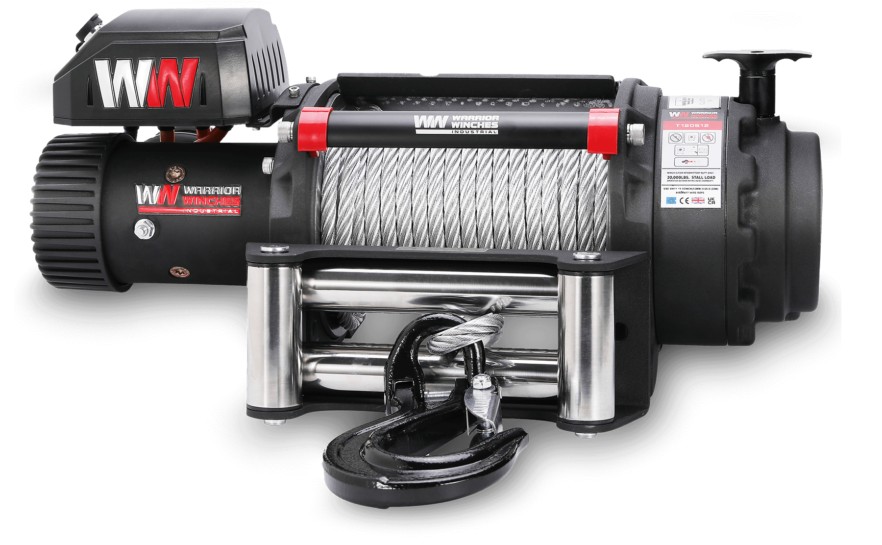 T1000 Severe Duty Winch - 20,000 LB, 12V Electric with Steel Rope