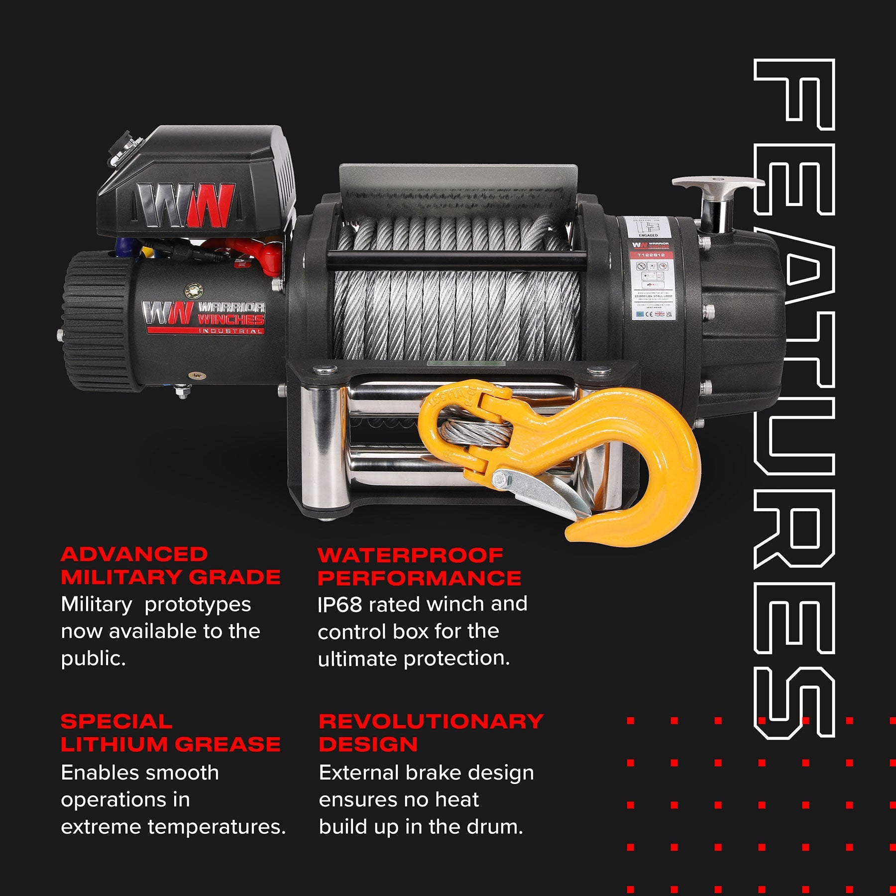 T1000 22000lb Electric Winch - 12v Steel Rope