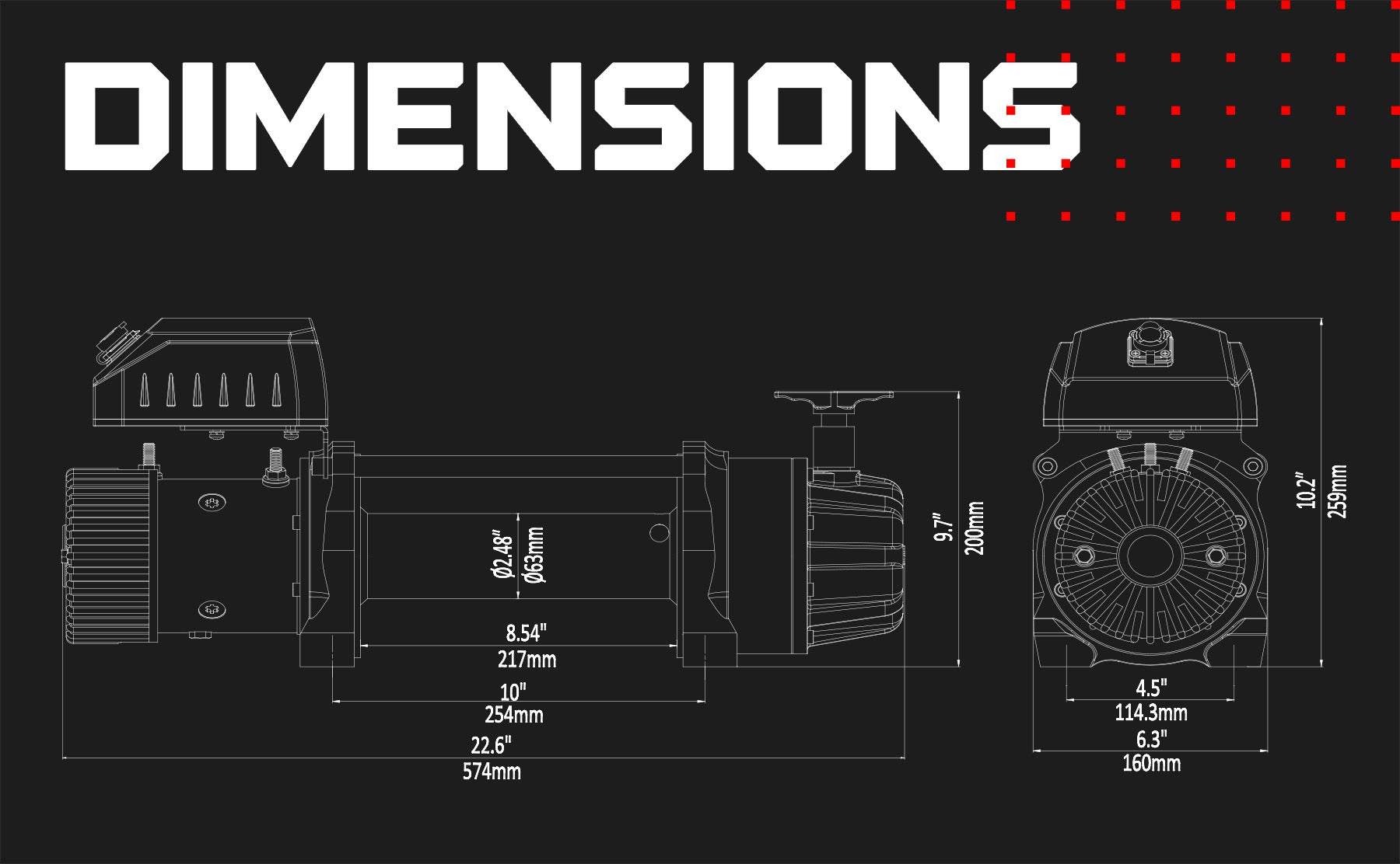 T1000 12,500 LB Severe Duty 12V Electric Winch - Steel Rope | Tough