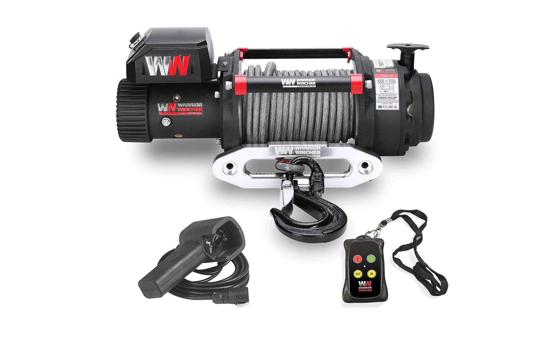 T1000 18000lb Electric Winch - 12v Synthetic Rope
