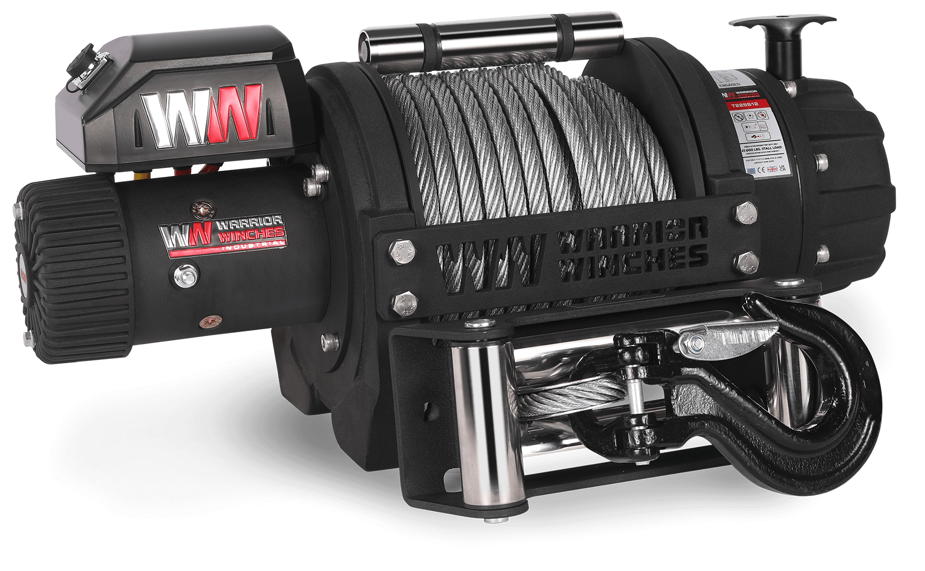 T1000 25,000lb severe duty 12v electric winch with steel rope and heavy-duty hook