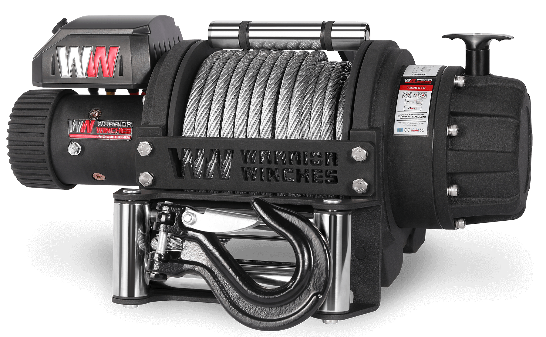 T1000 25,000 LB Severe Duty 12V Electric Winch - Heavy-Duty Steel Rope