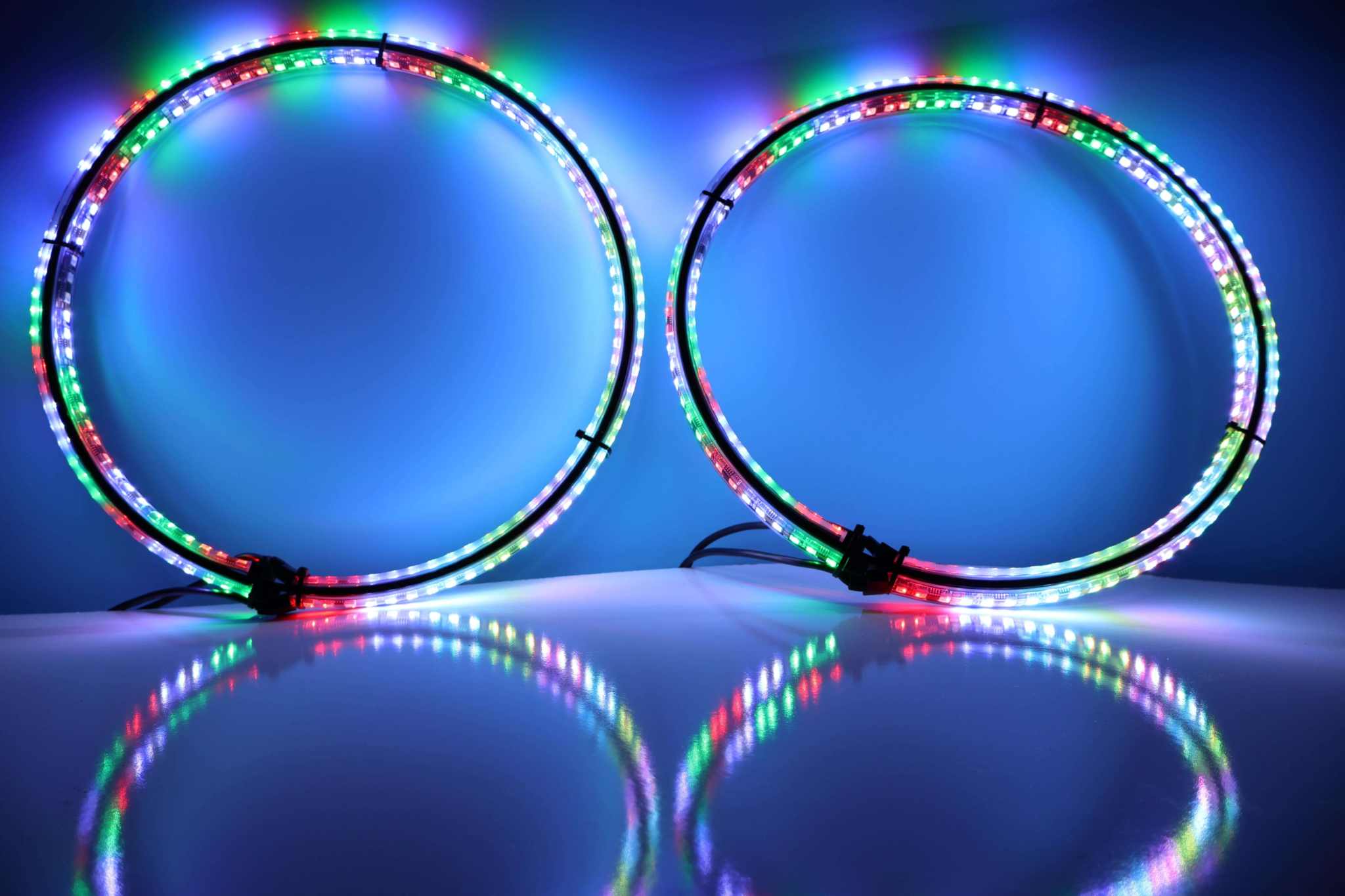 Apollo wheel lights RGB glowing multicolor LED rings with harness included for vehicle wheels