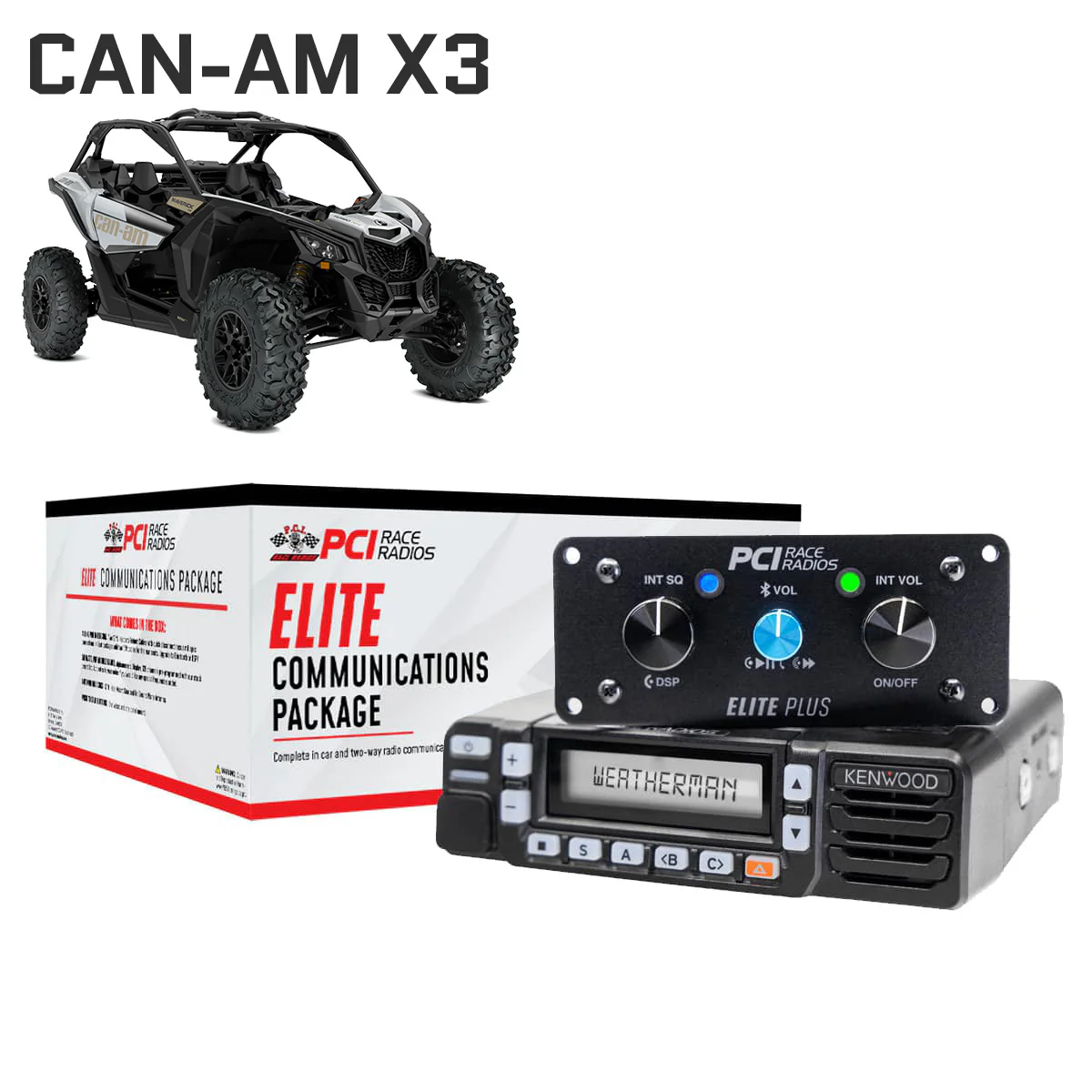Can Am X3 UTV Elite Communications Package with intercom, Bluetooth, and mobile radio setup