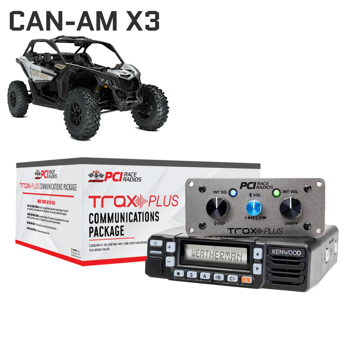 Can Am X3 UTV with Trax Communications Package including Bluetooth intercom and mobile radio system