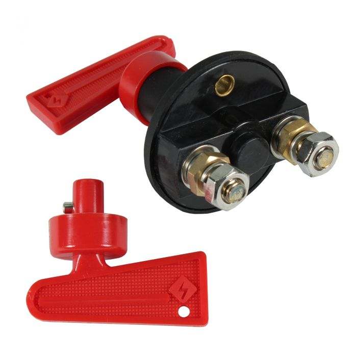 12v 24v battery isolation switch with red handle and two keys for winches up to 22000lb