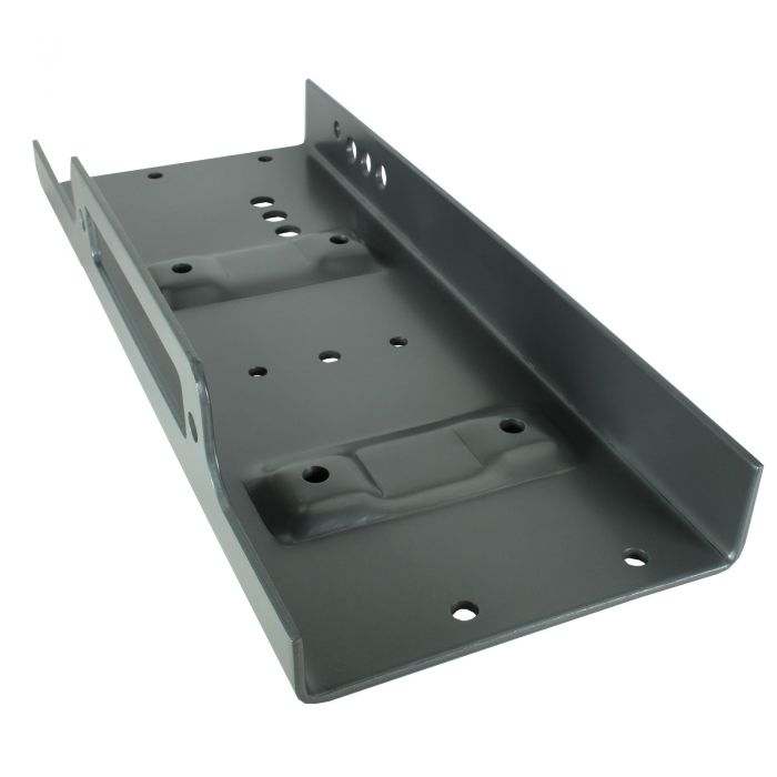600mm wide folded metal winch mounting plate with fairlead locator and mounting holes for up to 15,000lbs winches