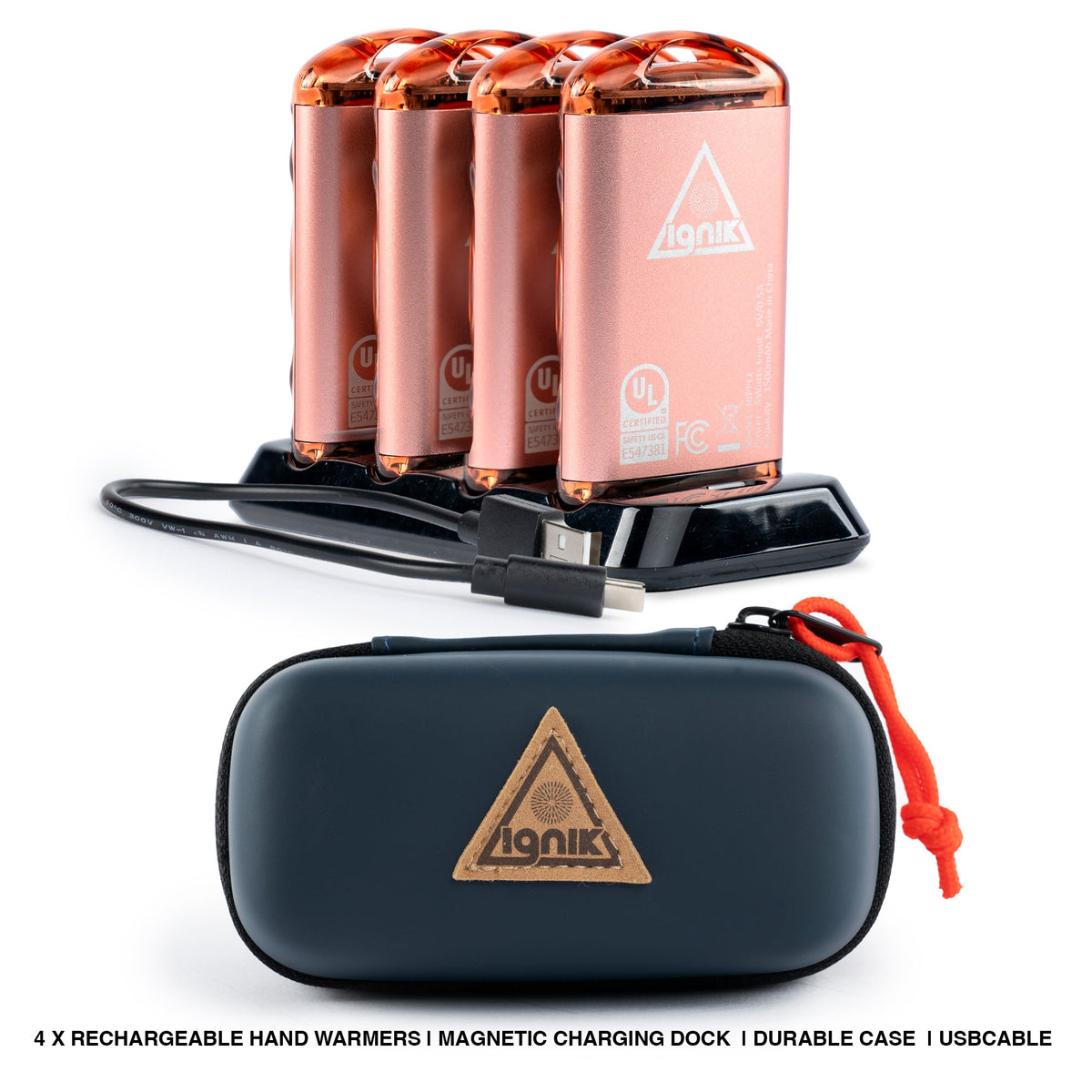 Ripple Rechargeable Hand Warmers 4-Pack - Peach