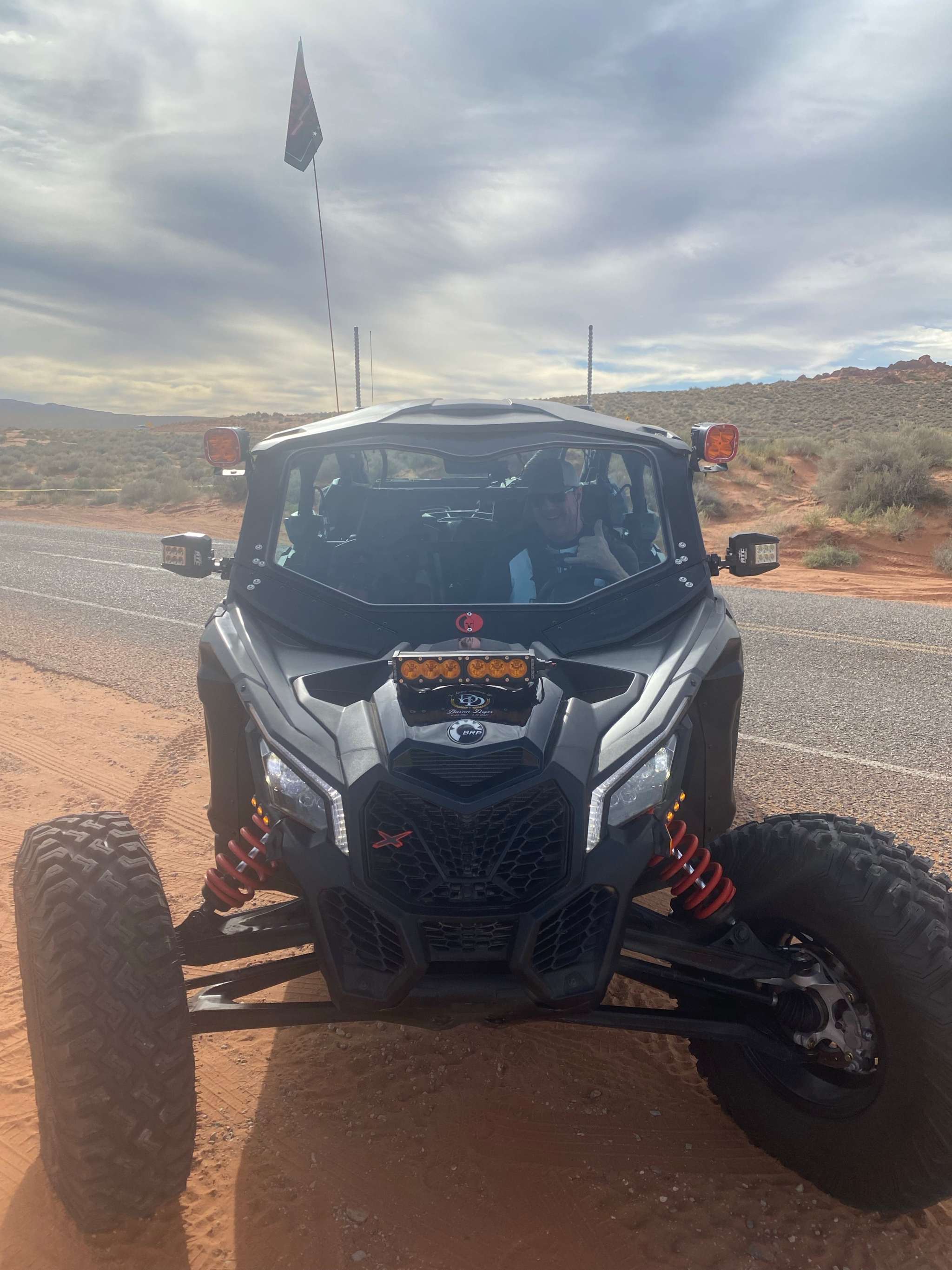 Can-Am X3 with upper A Pillar mount installed for POD attachment on factory cage or custom drilled holes