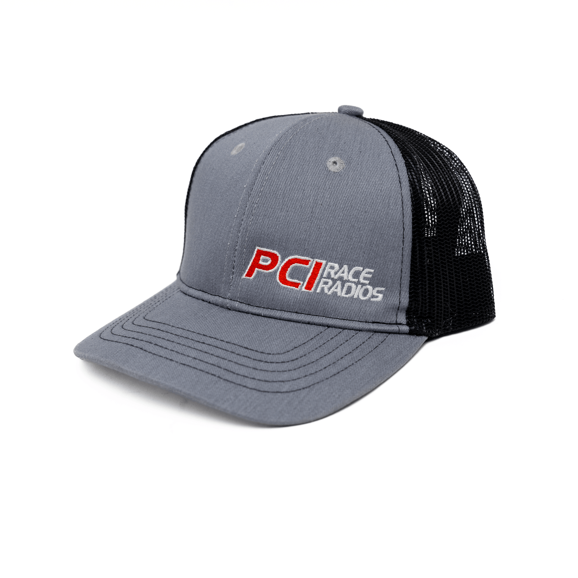 PCI Youth Trucker Hat heather gray black with PCI logo for youth off-road enthusiasts