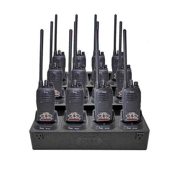 12 Pack Hand Held Radios: Icom VHF 5W F1000 & UHF 4W F2000 Radios