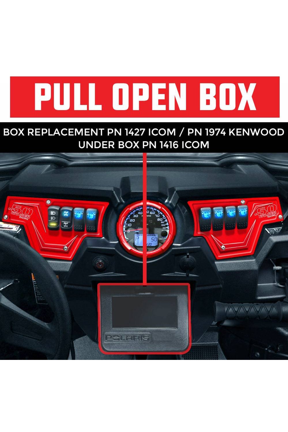 RZR Under Pull Open Box Icom Radio and Intercom Bracket - PCI Race Radios