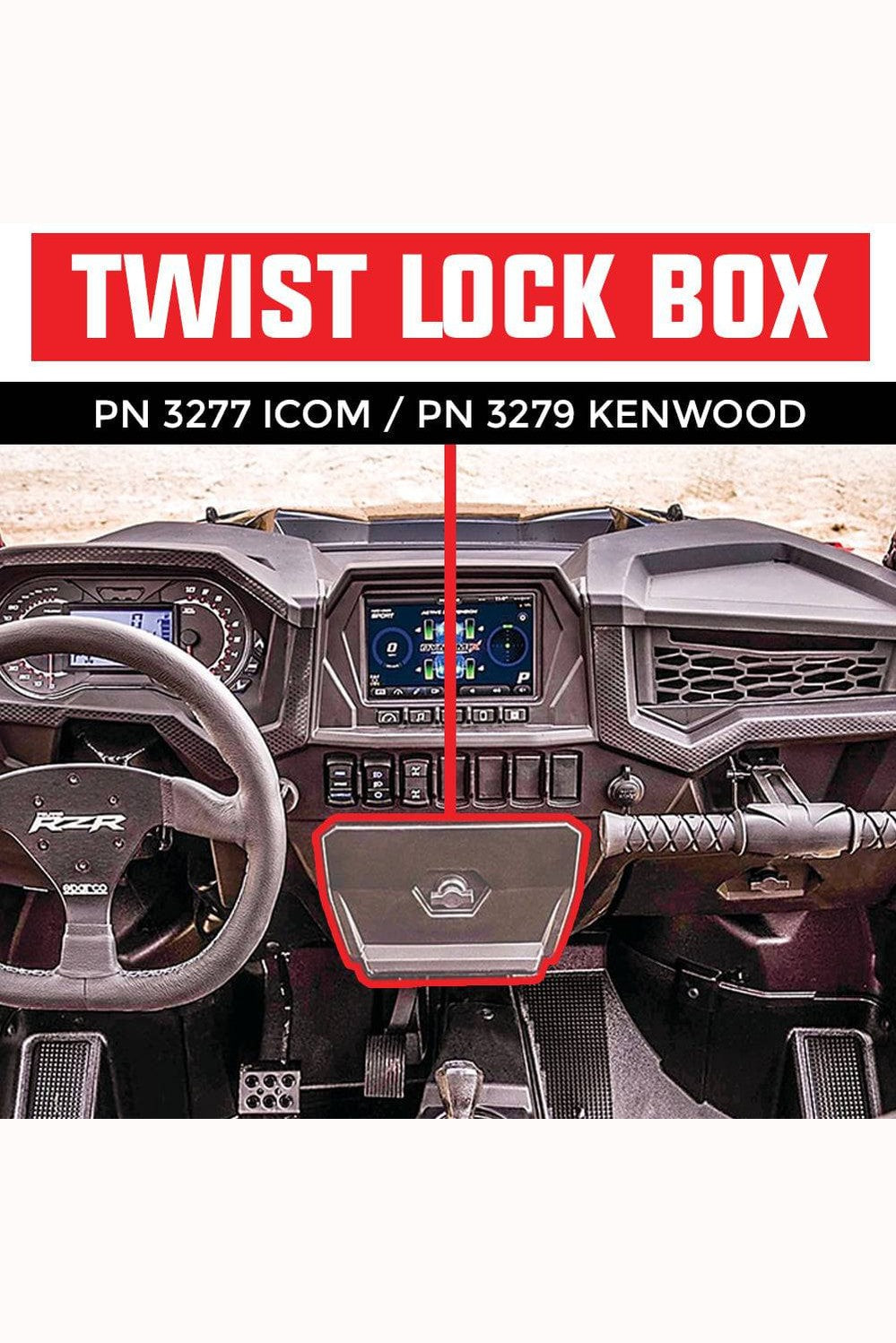 RZR Twist Lock Open Box Replacement Radio and Intercom Bracket - PCI Race Radios