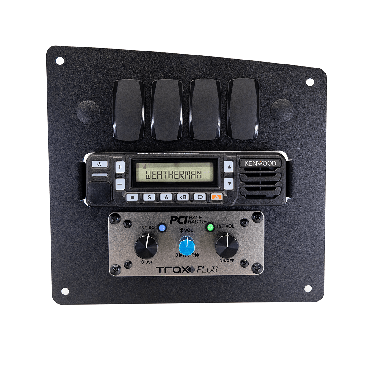PCI Speed UTV Radio and intercom bracket installed with Kenwood and Icom radio options