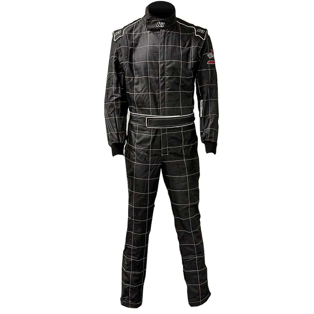 Sizing chart for PCI 2 Layer Driving Suit with measurements for height, weight, chest, waist, hips, inseam, and sleeve length